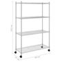 Voir la diapositive 6 : VIDAXL Etagere de rangement 4 niveaux et roues 90x35x142 cm chrome