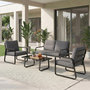 Voir la diapositive 2 : OUTSUNNY Salon de jardin design noir 4 places 4 pièces épais coussins déhoussables
