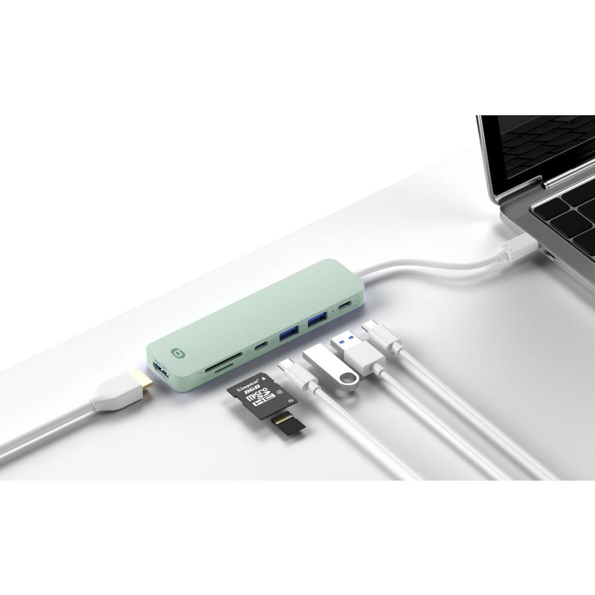 ESSENTIEL B Hub USB C 4 en 1 USB C Vert -Vr