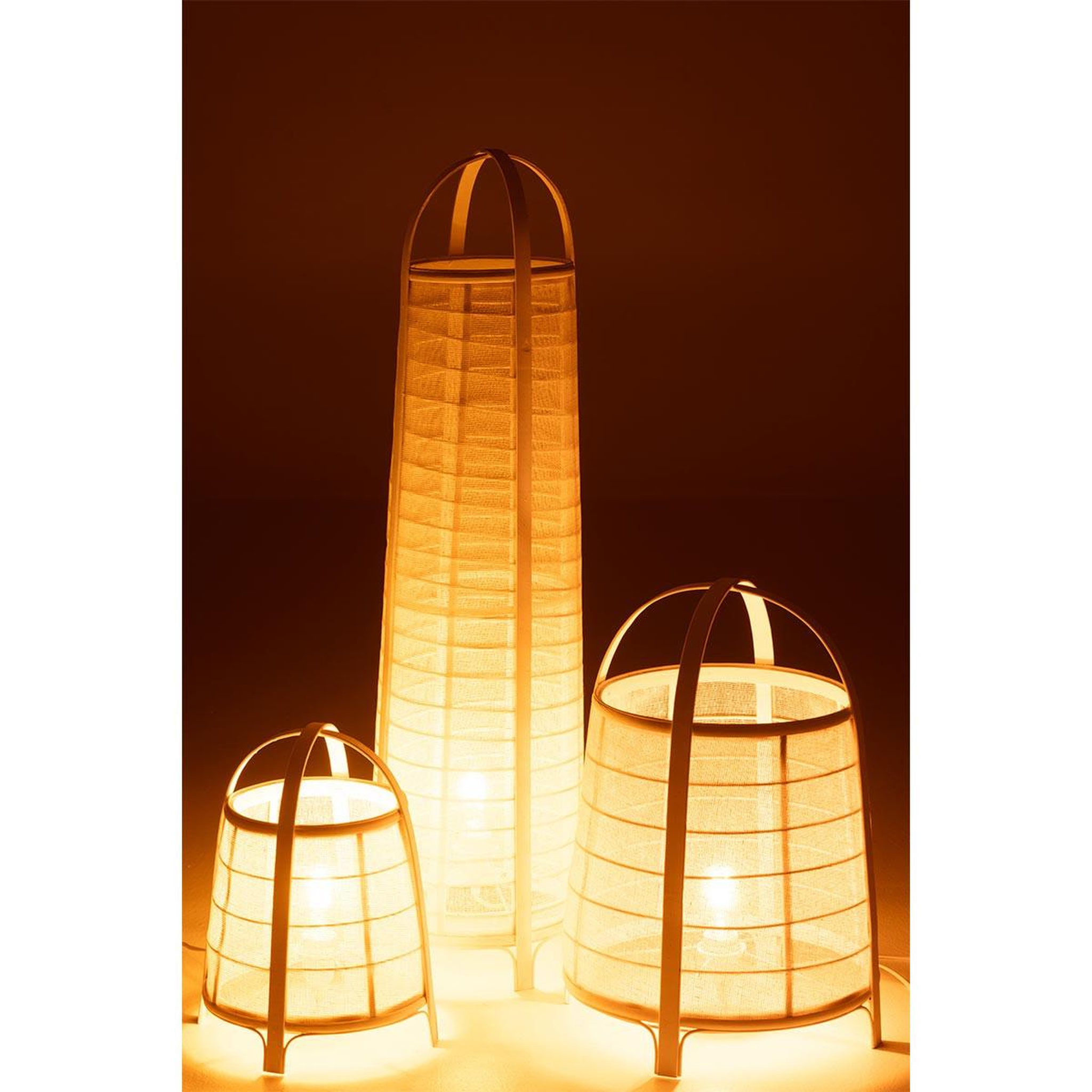 Voir la diapositive 6 : J-LINE Lampe à poser en bambou  rya  35cm blanc