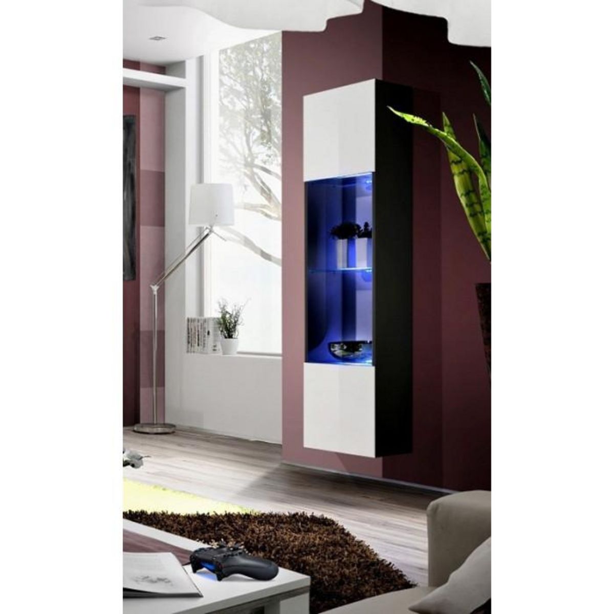 Paris Prix Vitrine LED Murale Design  Fly III  170cm Blanc & Noir