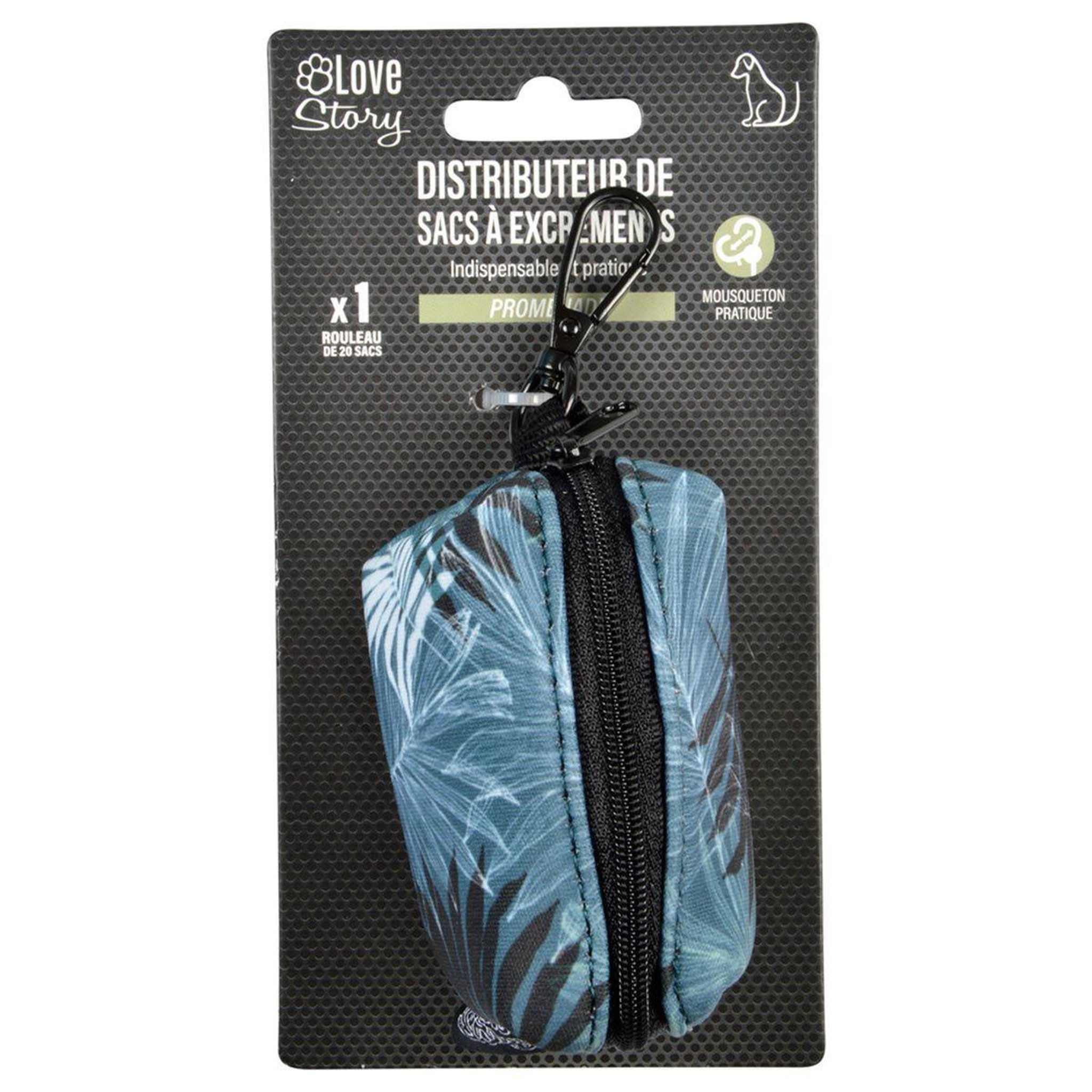 Voir la diapositive 4 : LOVE STORY Distributeur de sacs à excréments  eden  9cm bleu