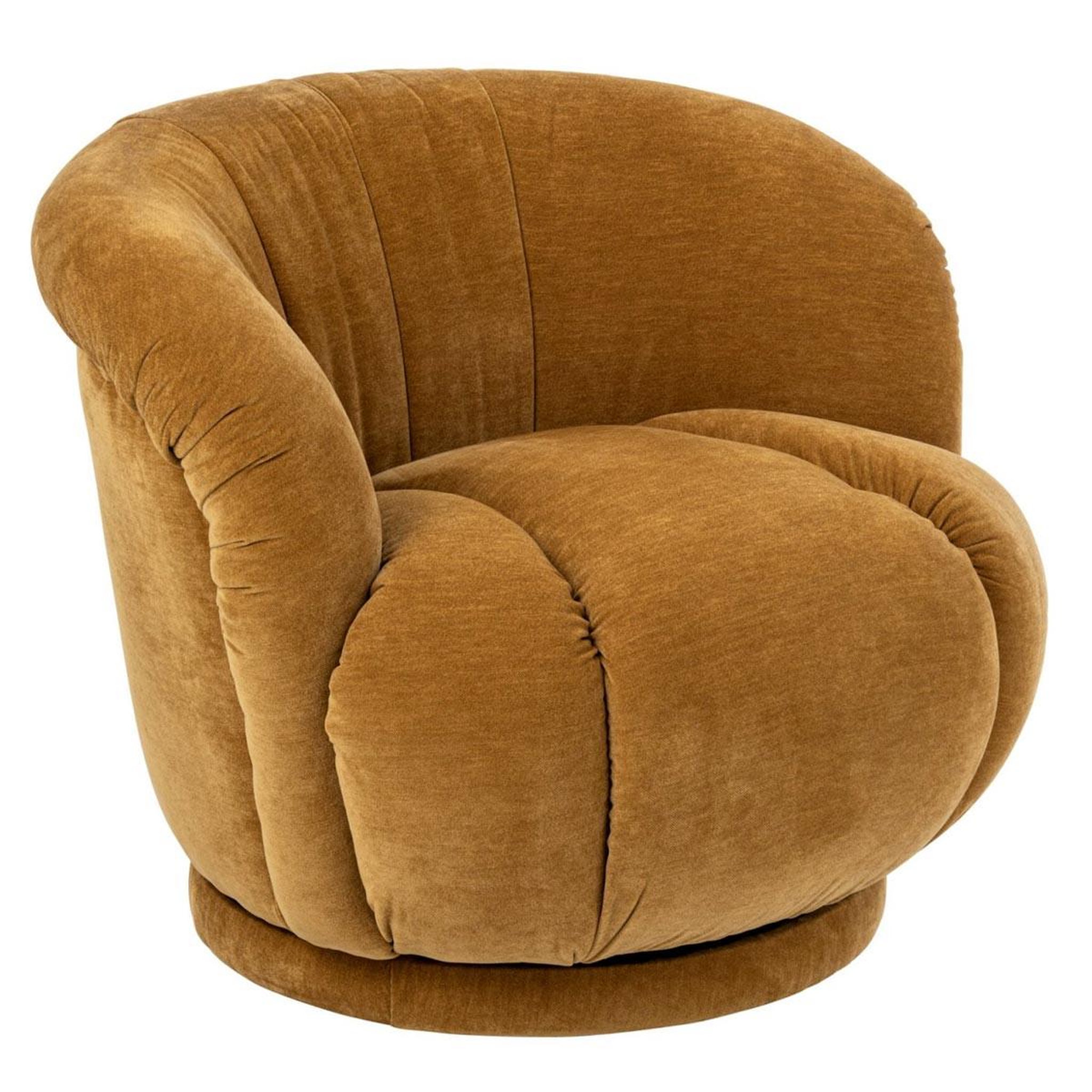 J-LINE Fauteuil pivotant en tissu  macaron  87cm moutarde