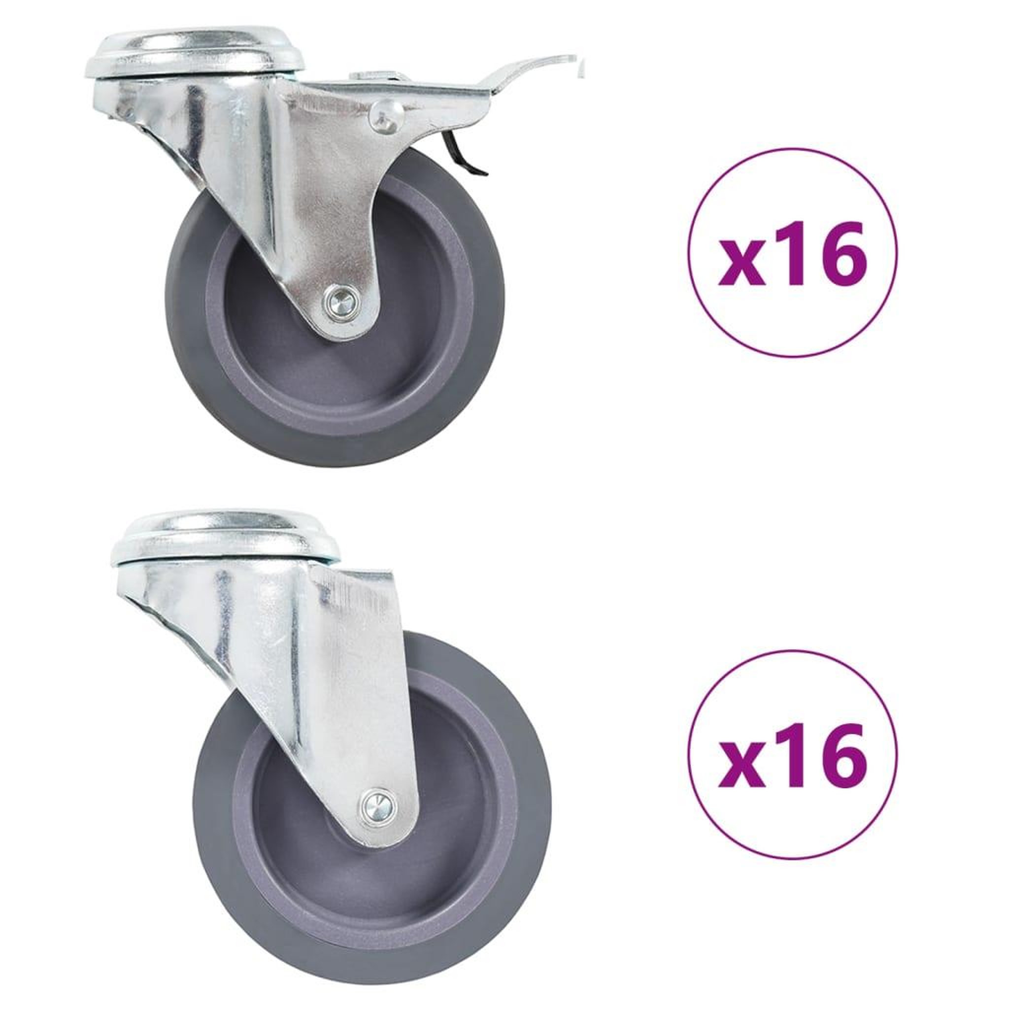 VIDAXL 32 pcs Roulettes pivotantes a trou de boulon 75 mm