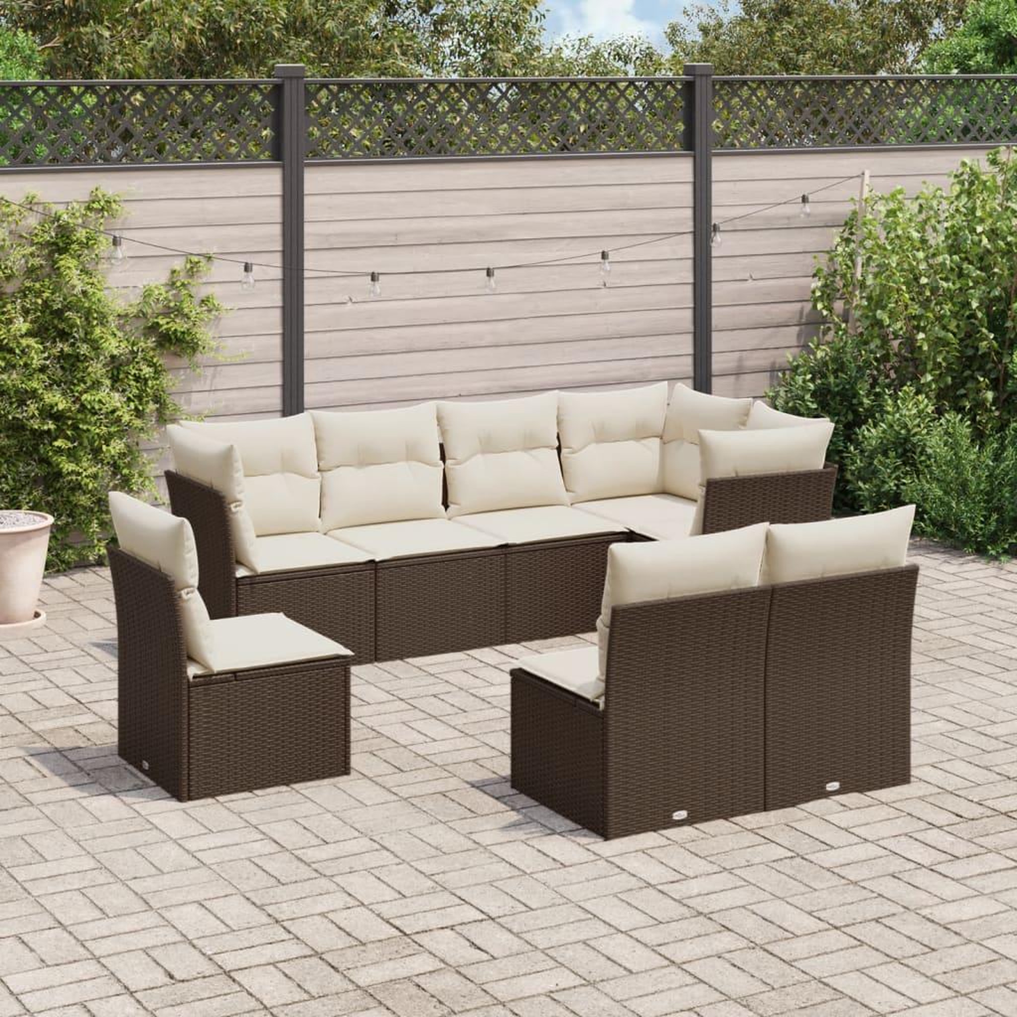 VIDAXL Salon de jardin 8 pcs avec coussins marron resine tressee