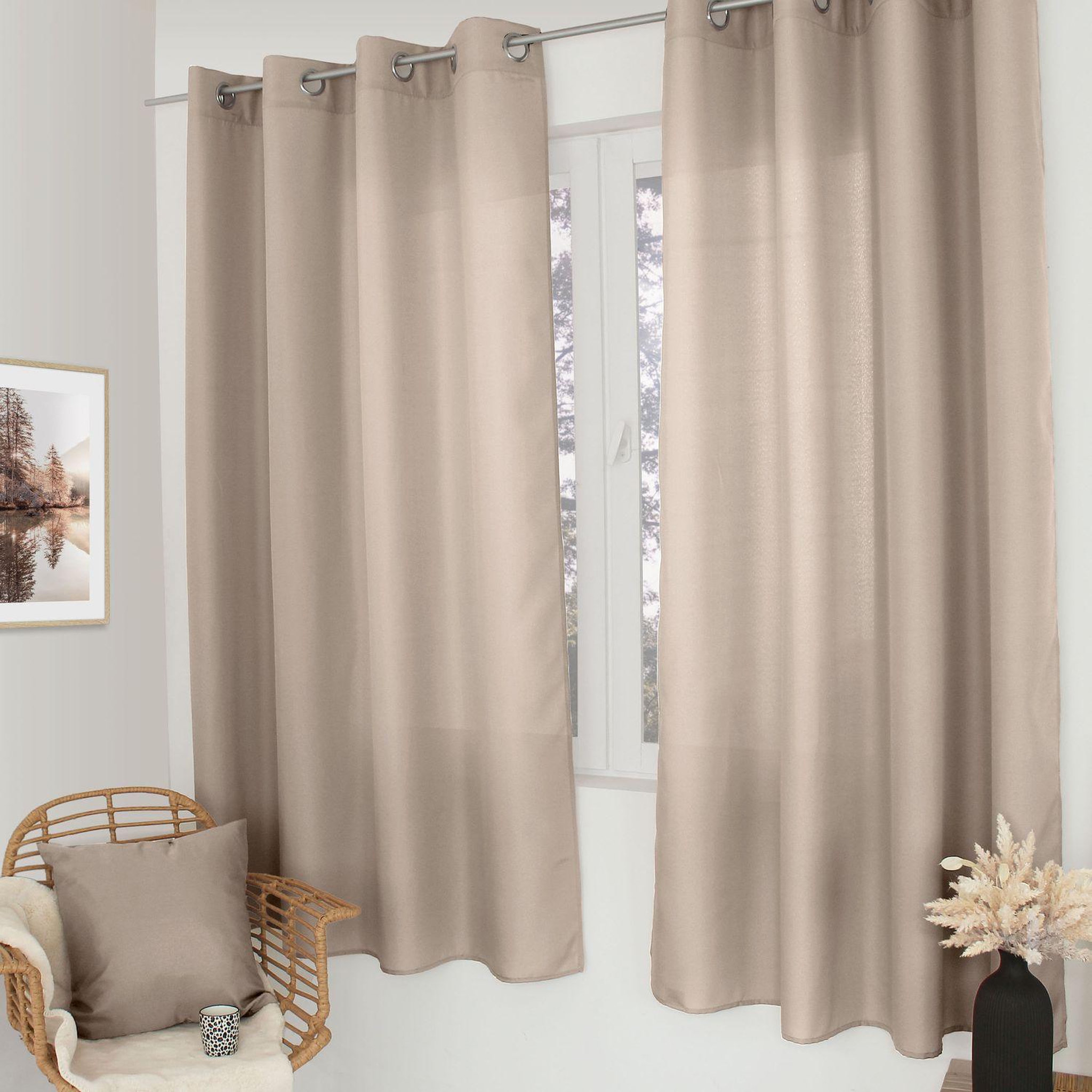 Voir la diapositive 2 : TOILINUX Rideau uni à 8 œillets basic