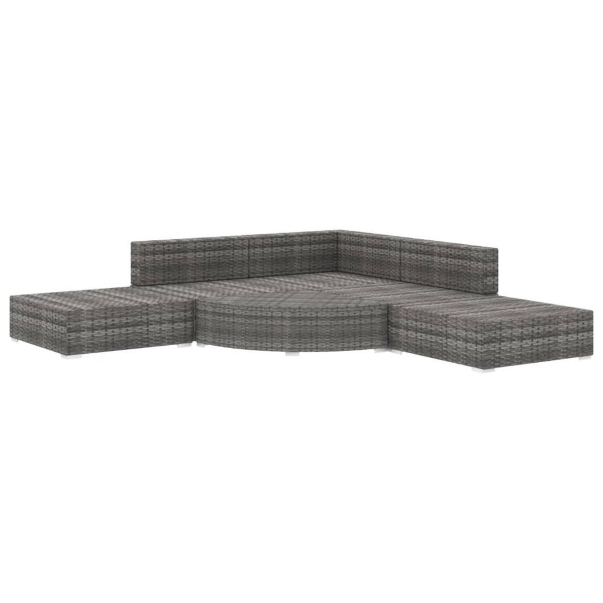 VIDAXL Salon de jardin 6 pcs avec coussins Resine tressee Gris