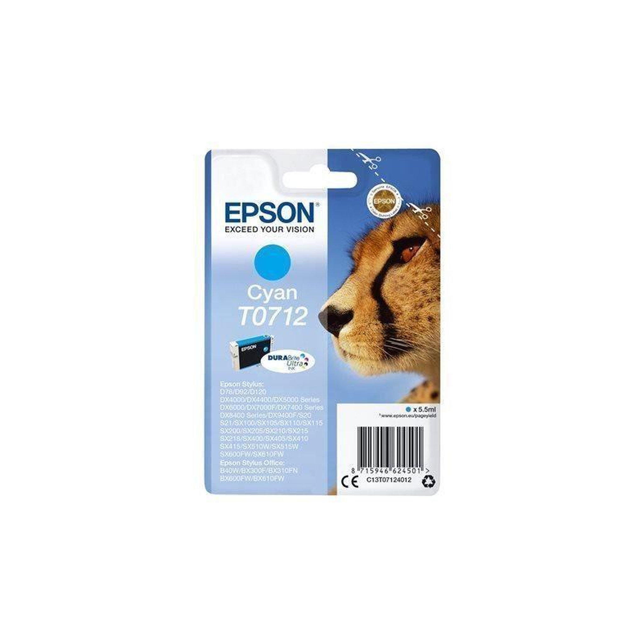 Voir la diapositive 2 : Epson EPSON Cartouche T0712 - Guepard - Cyan