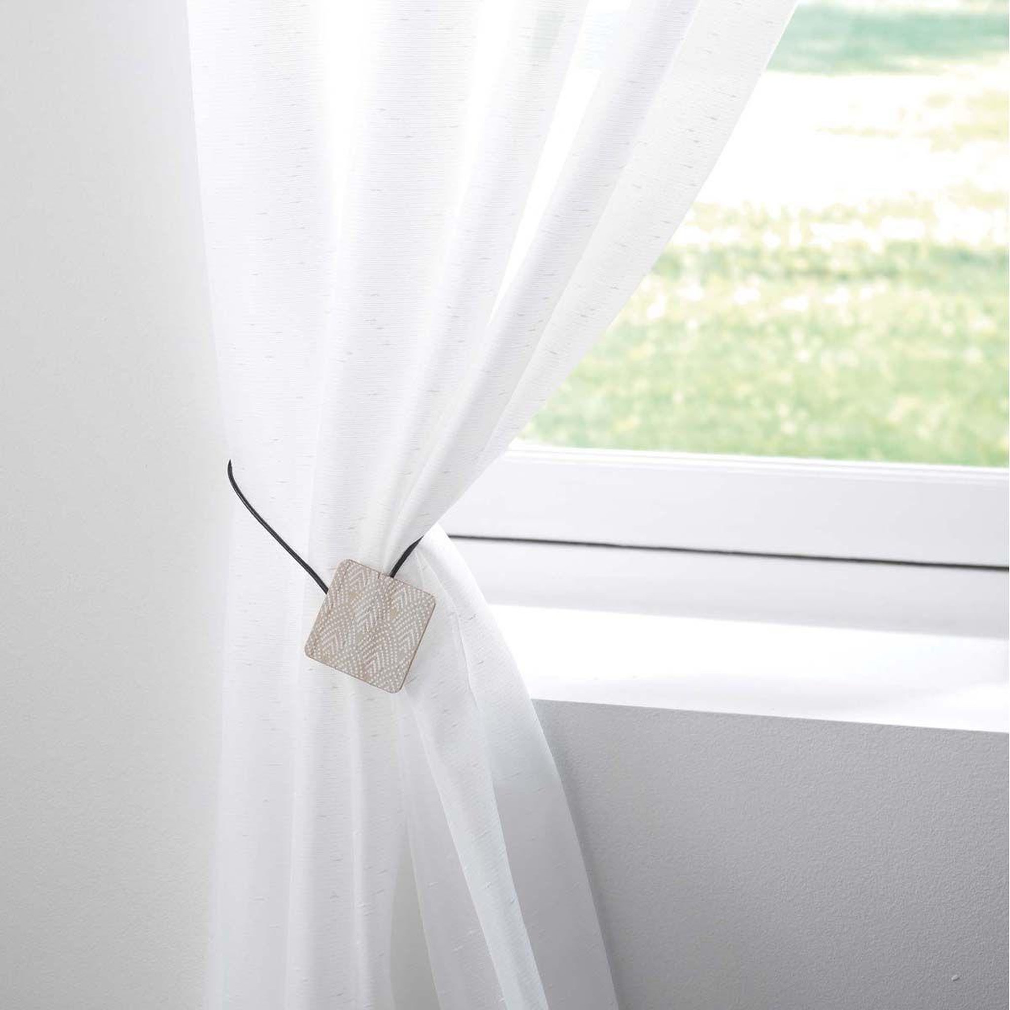 Voir la diapositive 3 : Douceur d'Intérieur Embrasse de rideau aimantée  lakos  43cm blanc