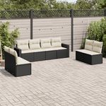 VIDAXL Salon de jardin 8 pcs avec coussins noir resine tressee
