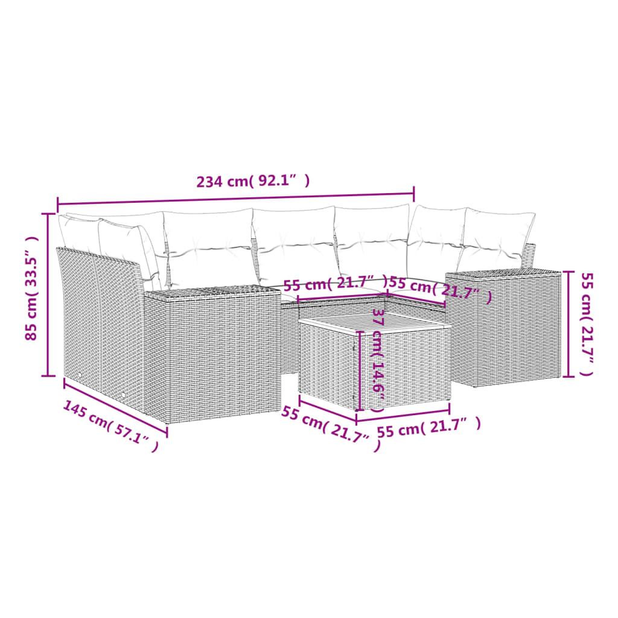 Voir la diapositive 3 : VIDAXL Salon de jardin avec coussins 7 pcs gris resine tressee
