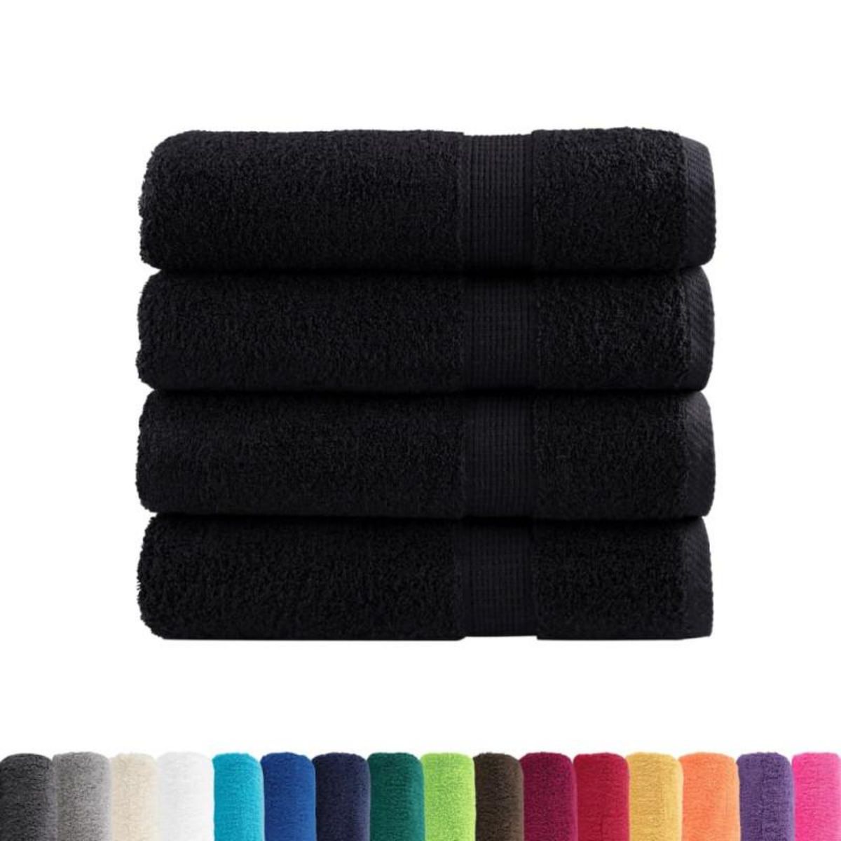VIDAXL Serviettes de douche de qualité supérieure SOLUND 4 pcs noir