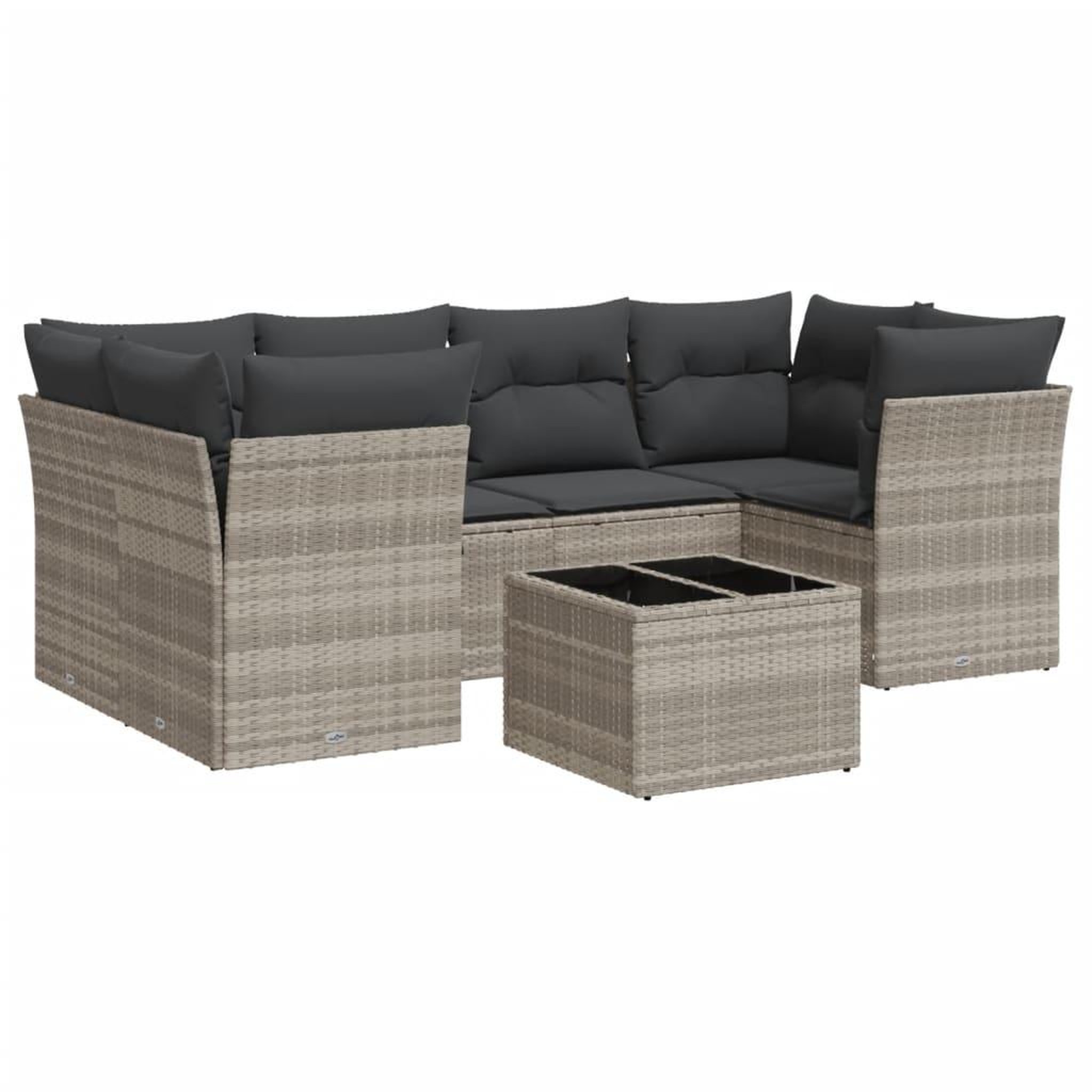 Voir la diapositive 2 : VIDAXL Salon de jardin avec coussins 7 pcs gris clair resine tressee