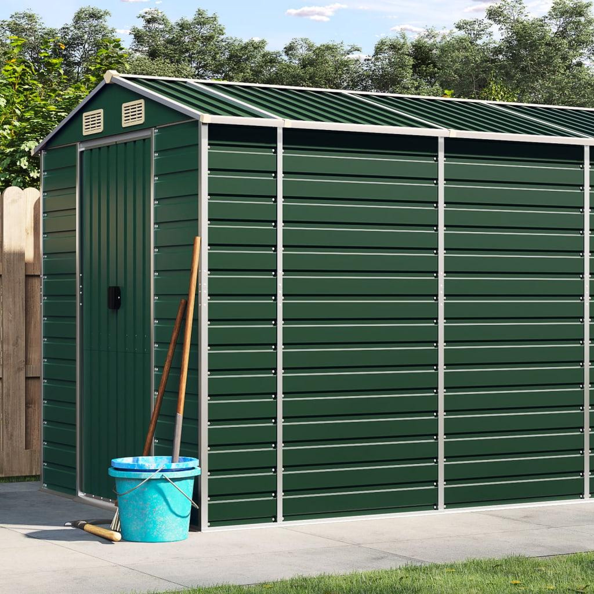 VIDAXL Abri de jardin vert 191x810x198 cm acier galvanise