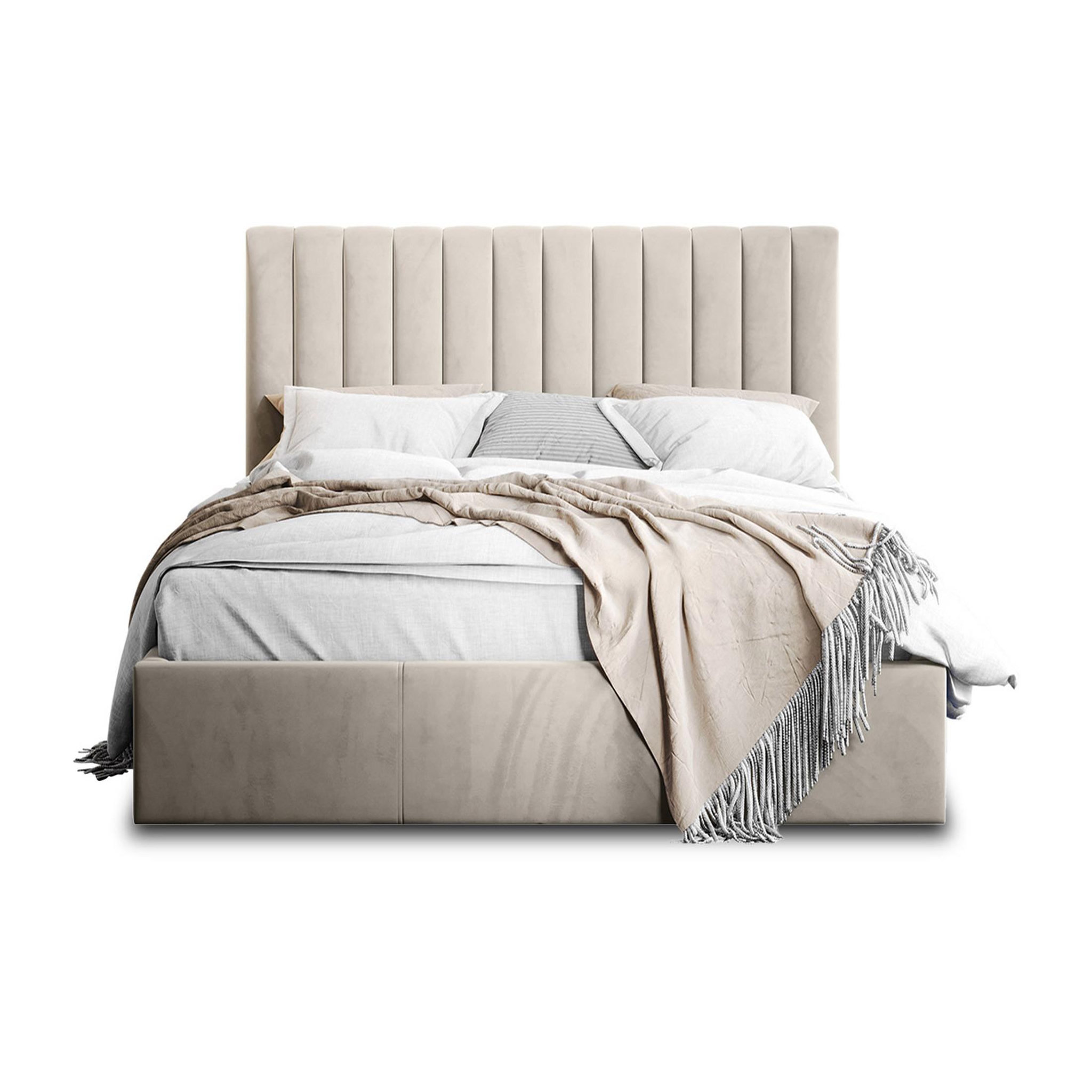 Voir la diapositive 3 : BEST MOBILIER Rosario - lit coffre - 180x200 - sommier inclus - en velours