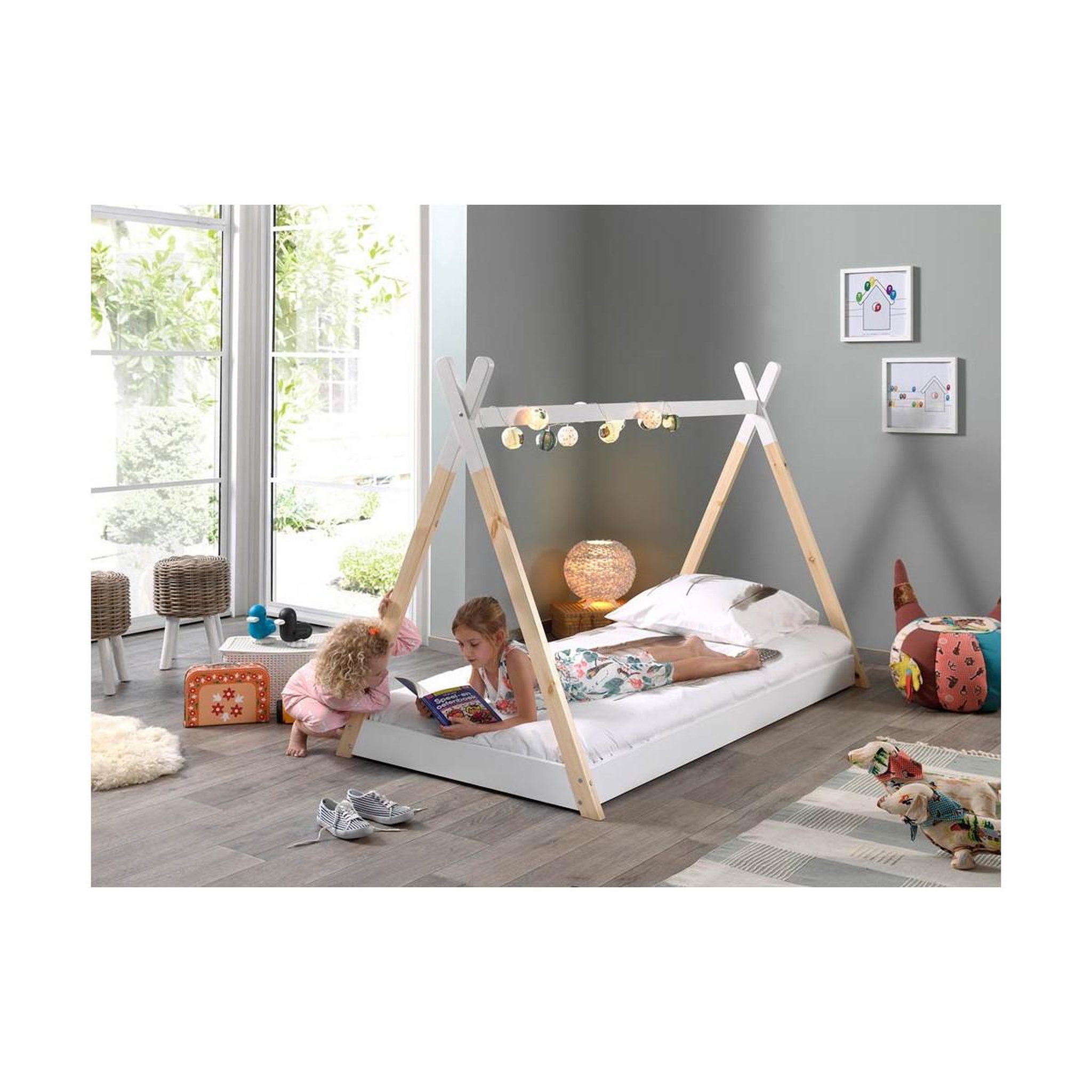 Voir la diapositive 4 : Paris Prix Lit enfant design  tipi  90x200cm blanc