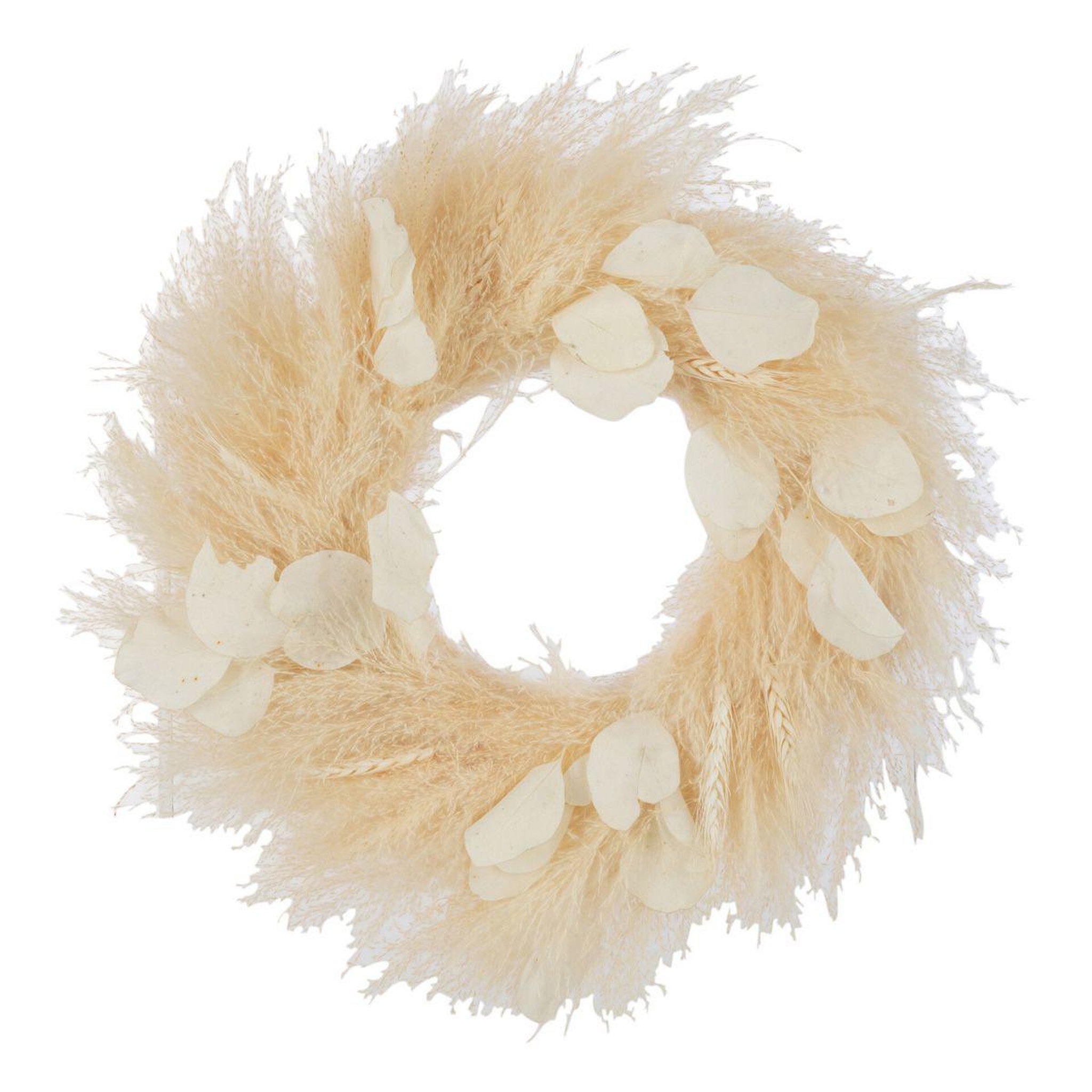 J-LINE Couronne de plantes séchées  feuilles  50cm naturel