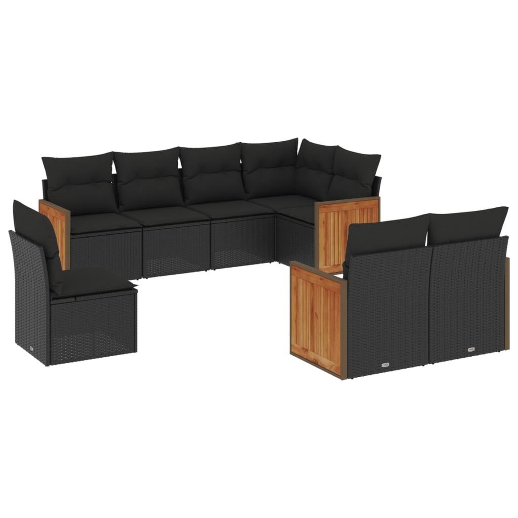 Voir la diapositive 2 : VIDAXL Salon de jardin 8 pcs avec coussins noir resine tressee