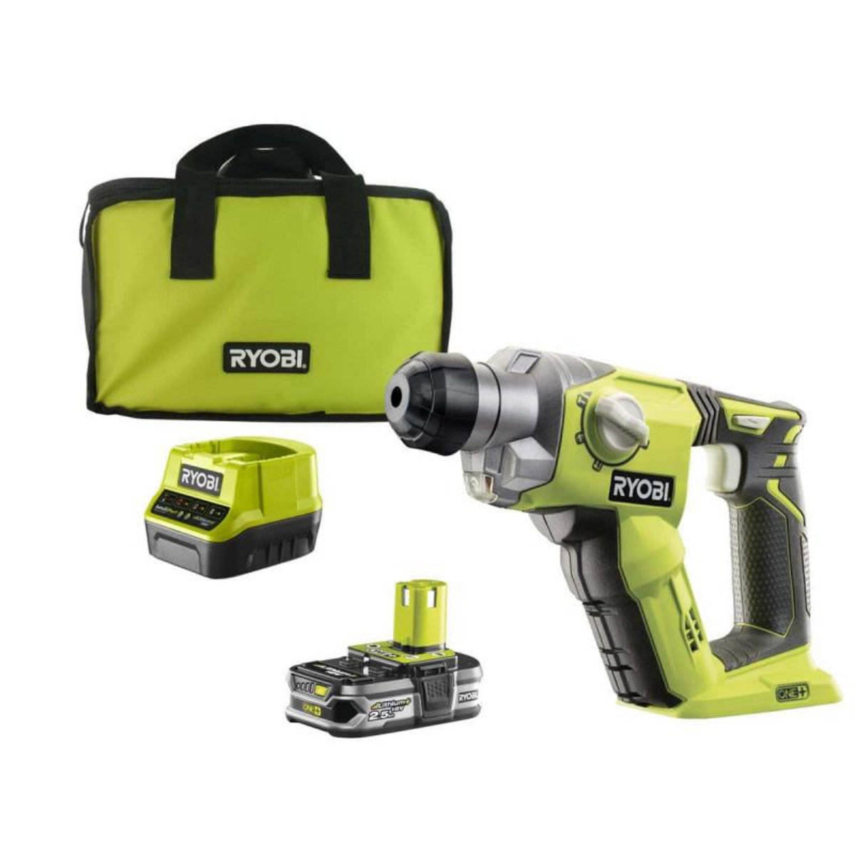 Ryobi Marteau perforateur RYOBI 18V One+ - 1 batterie LithiumPlus 2.5Ah - 1 chargeur rapide R18SDS-125S