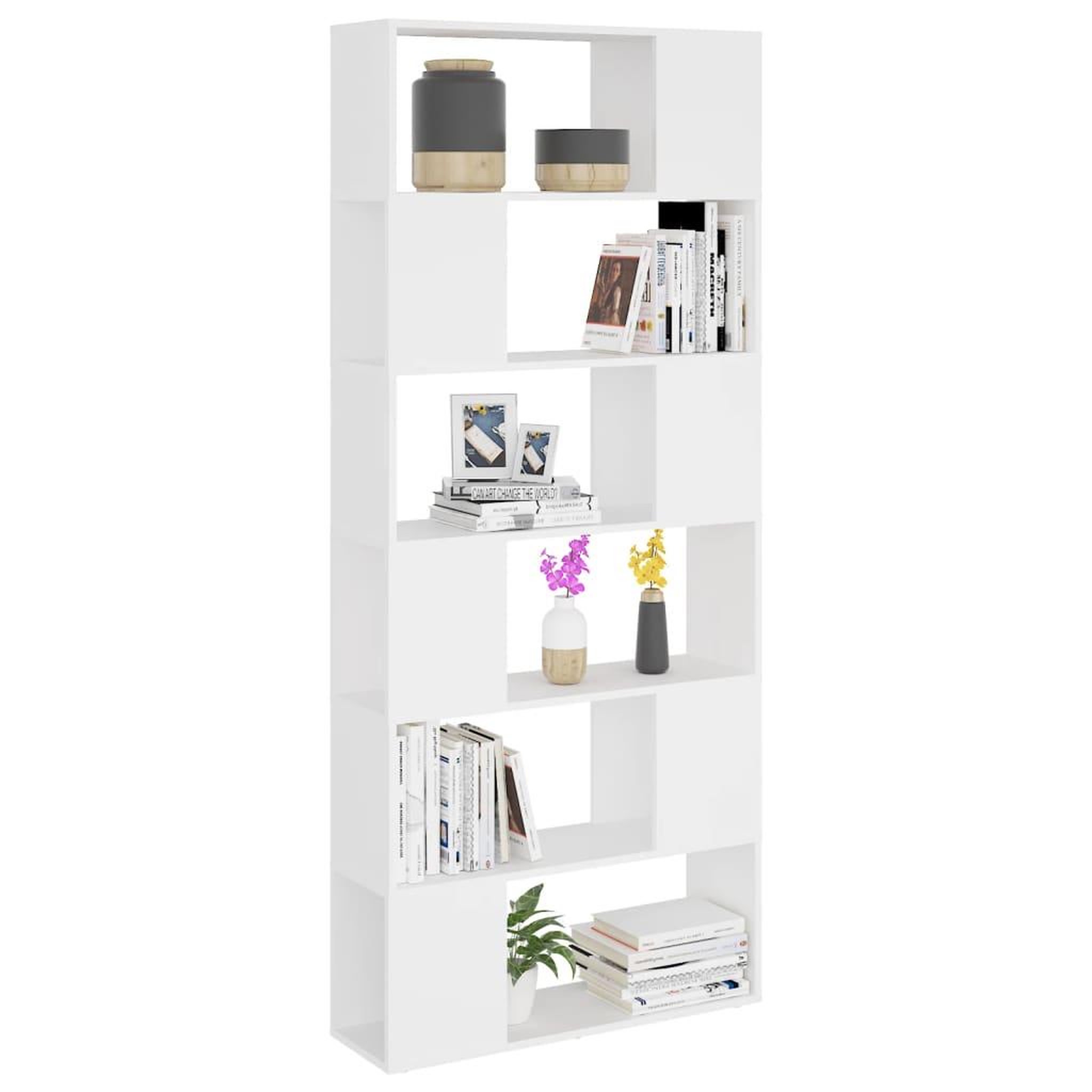 Voir la diapositive 5 : VIDAXL Bibliotheque/Separateur de piece Blanc Bois d'ingenierie