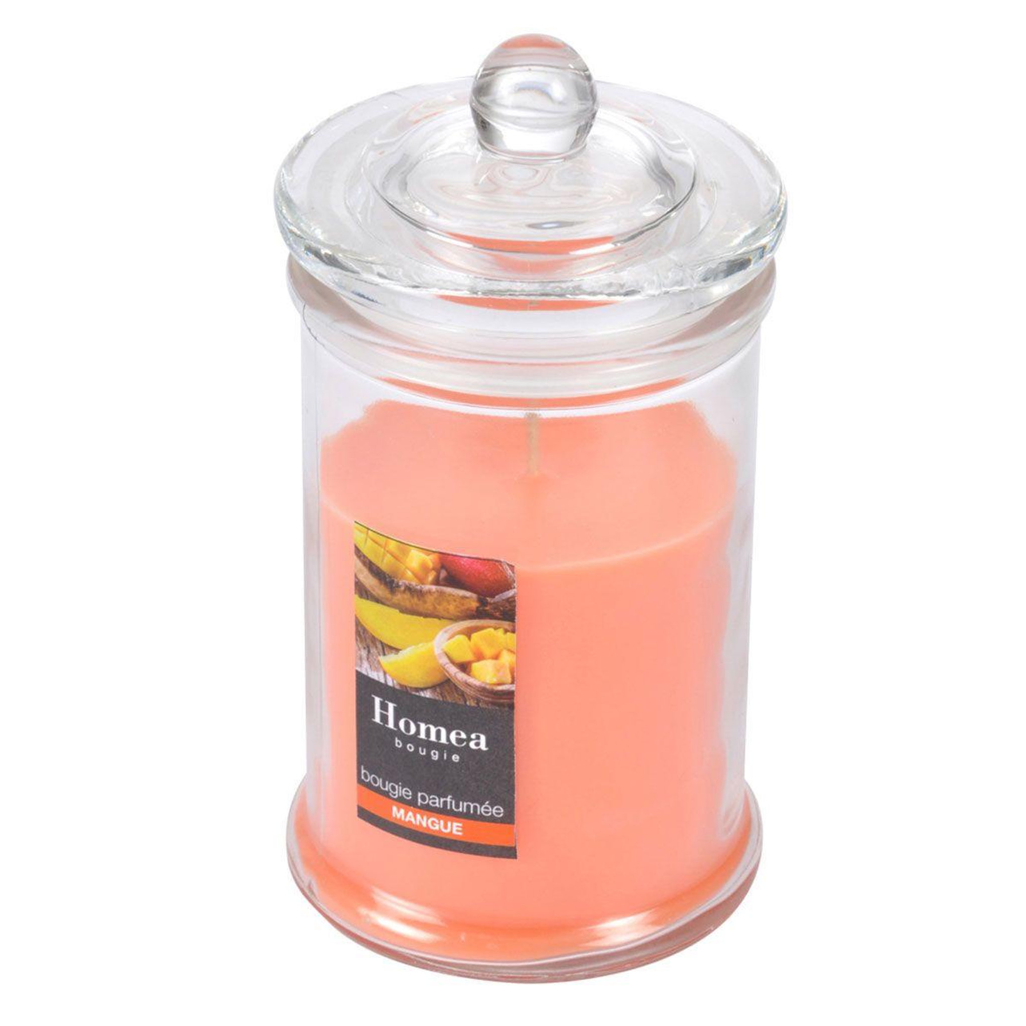 Voir la diapositive 2 : HOMEA Bougie parfumée bocal  essentiel  15cm mangue