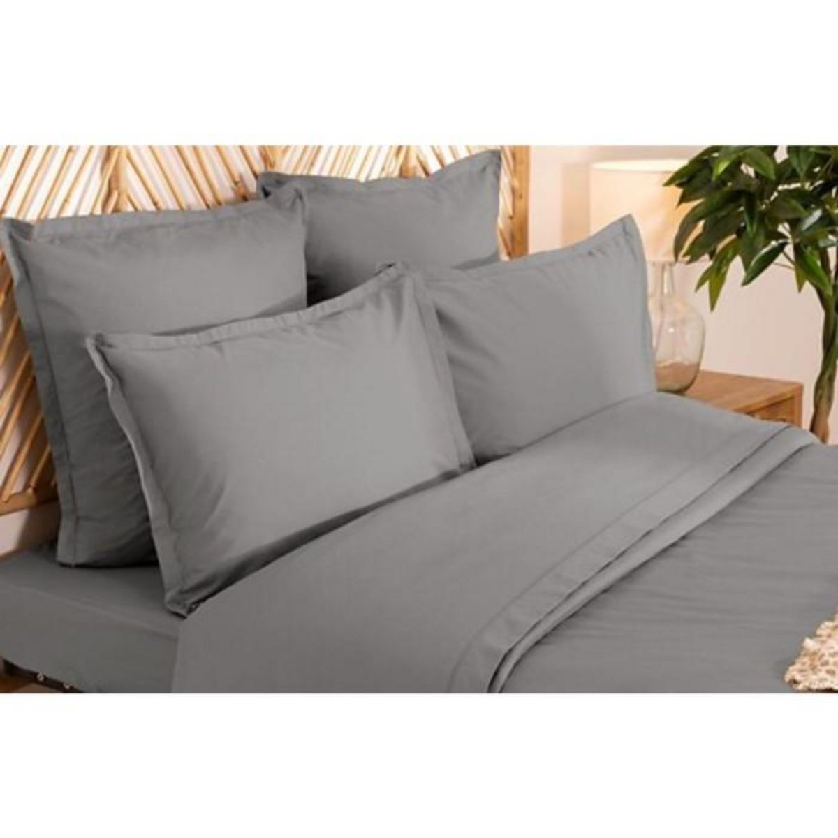 ATMOSPHERA Parure de Lit 3 Pièces  Percale  260x240cm Gris