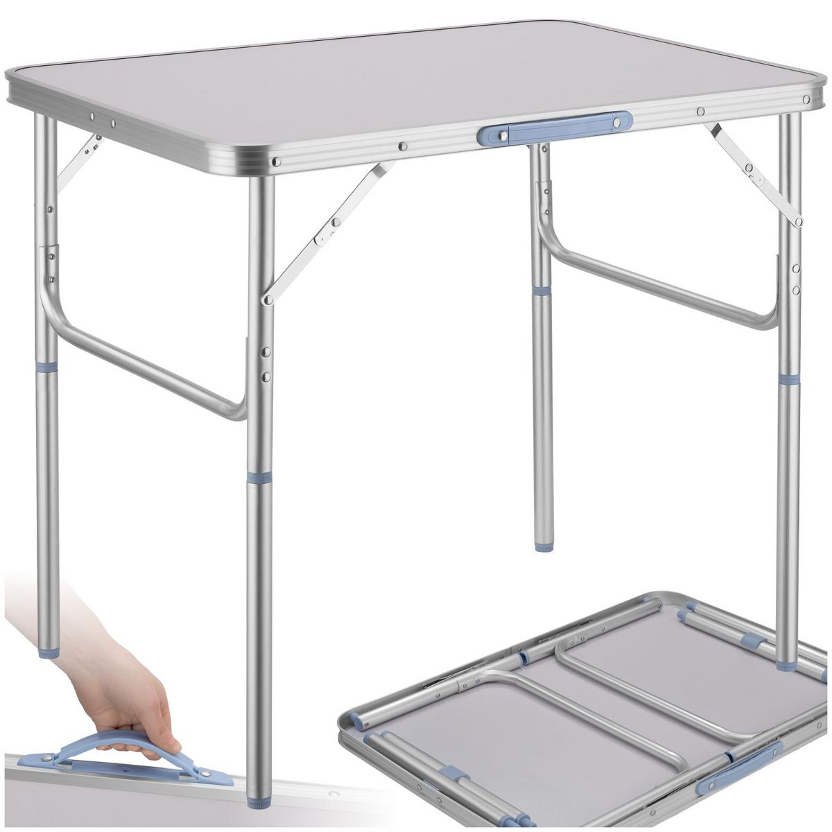 tectake Table de camping valise pliable gris