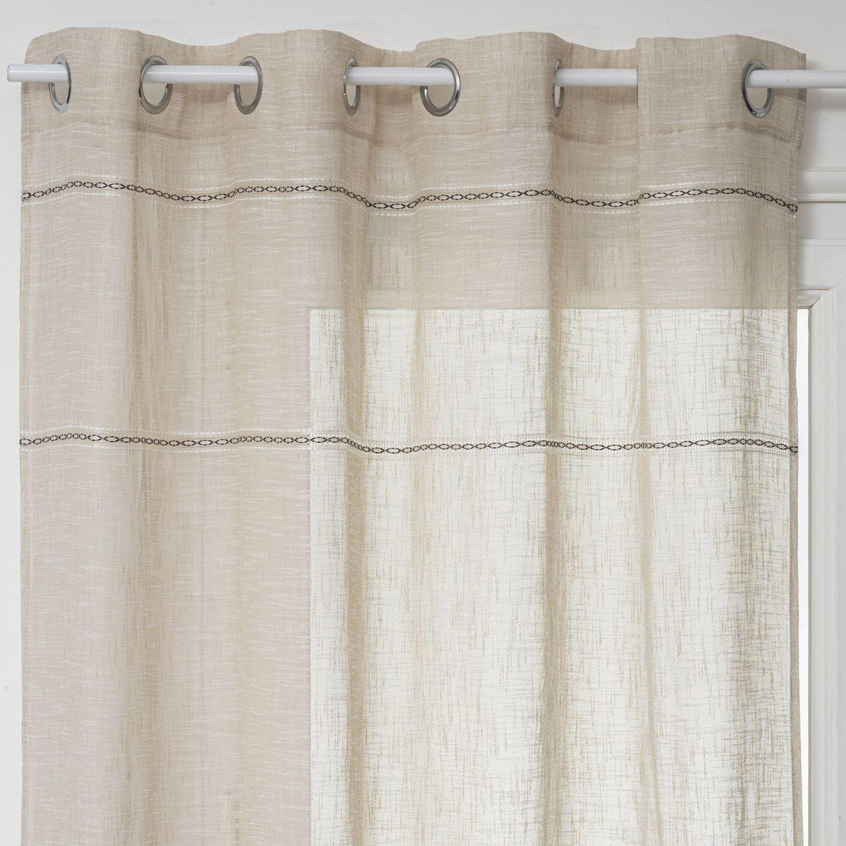 ATMOSPHERA Voilage Indi en polyester avec 8 œillets - 140 x 240 cm - beige