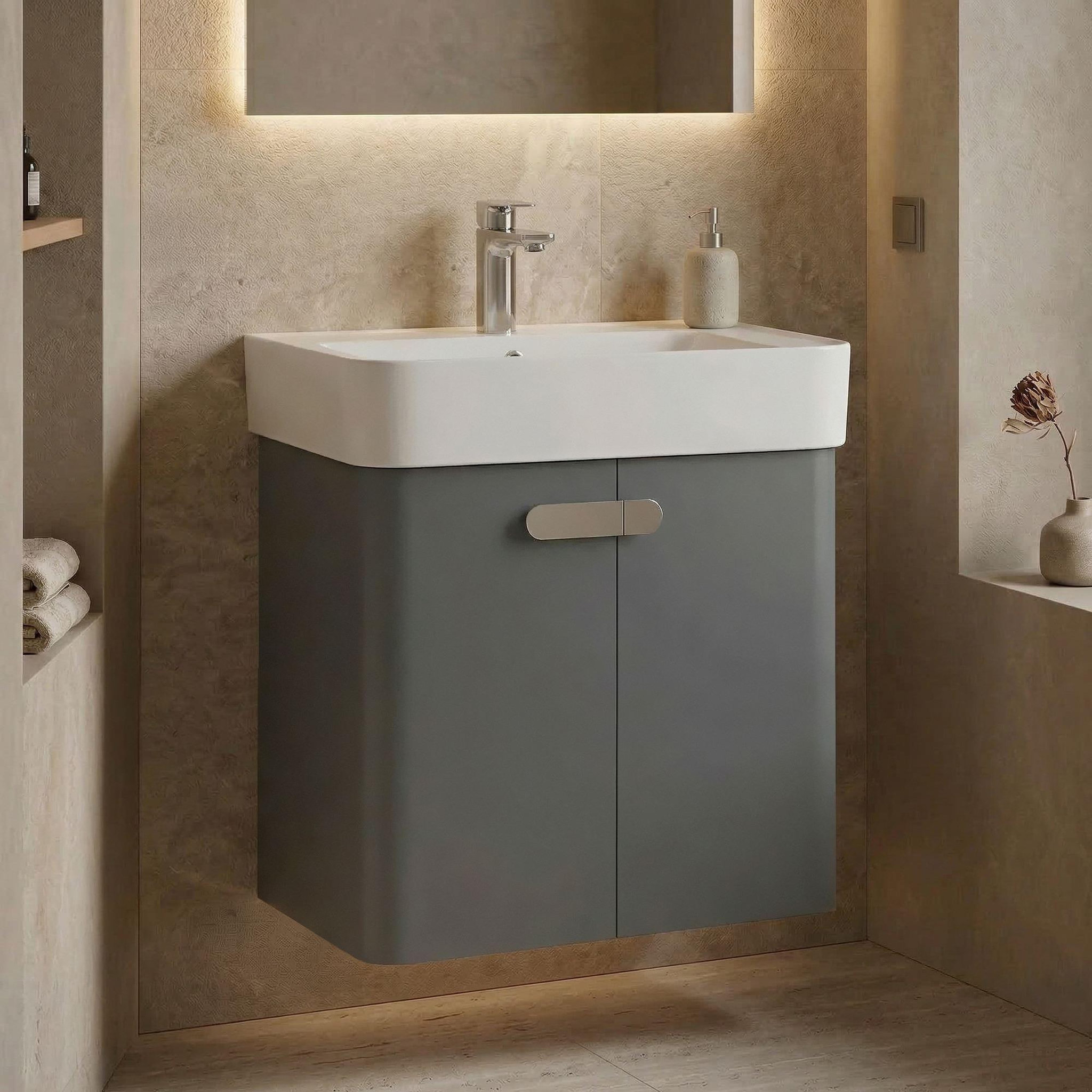 Voir la diapositive 2 : Habitat et Jardin Meuble Vasque  Orbit 55  - 55 x 38 x 62 cm - Grey