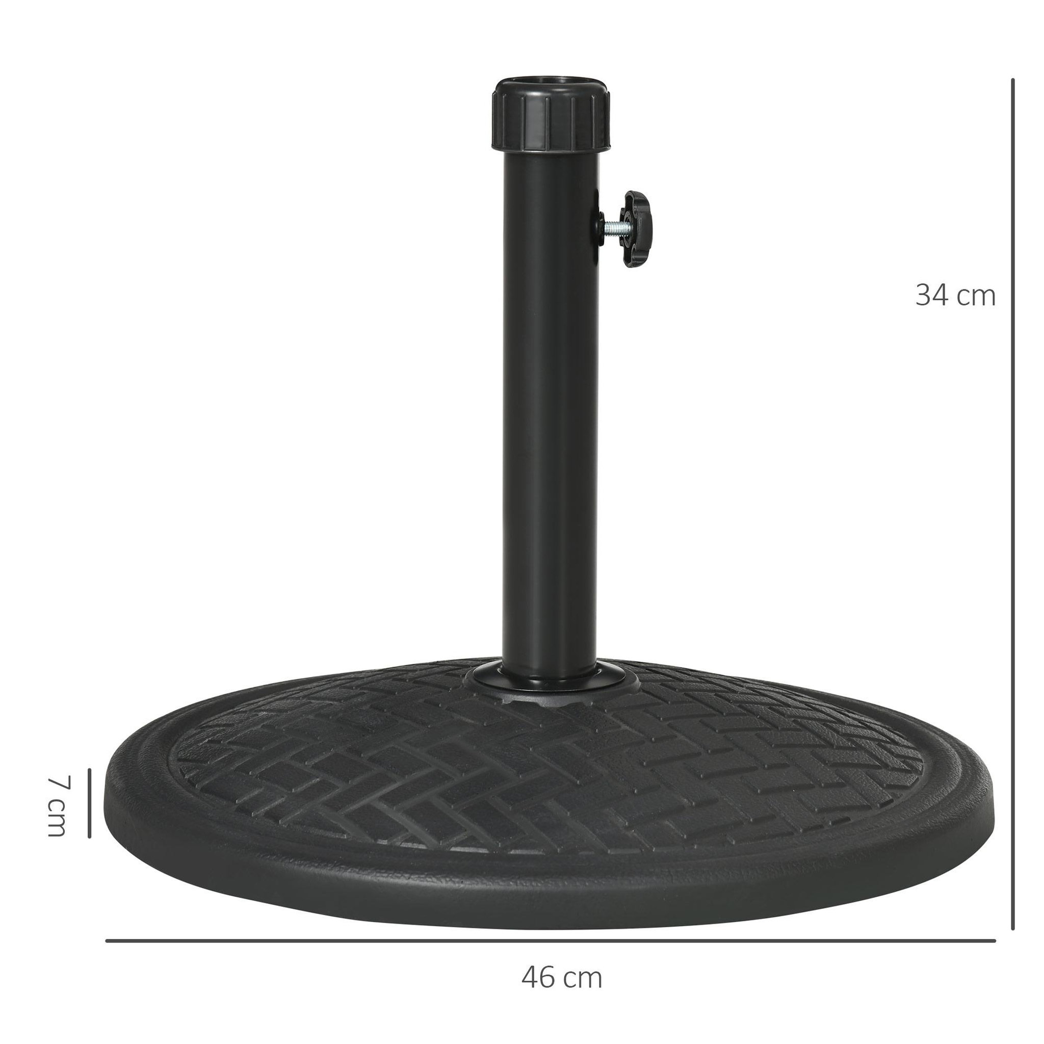 Voir la diapositive 3 : OUTSUNNY Pied de parasol rond base de lestage Ø 46 x 34 cm métal motif zig zag poids net 14 Kg noir