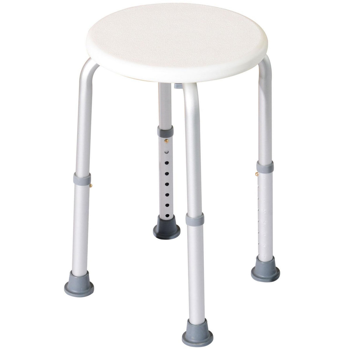 HOMCOM Tabouret de douche réglable en hauteur siège de douche ergonomique pieds antidérapants charge max. 136 Kg alu HDPE blanc