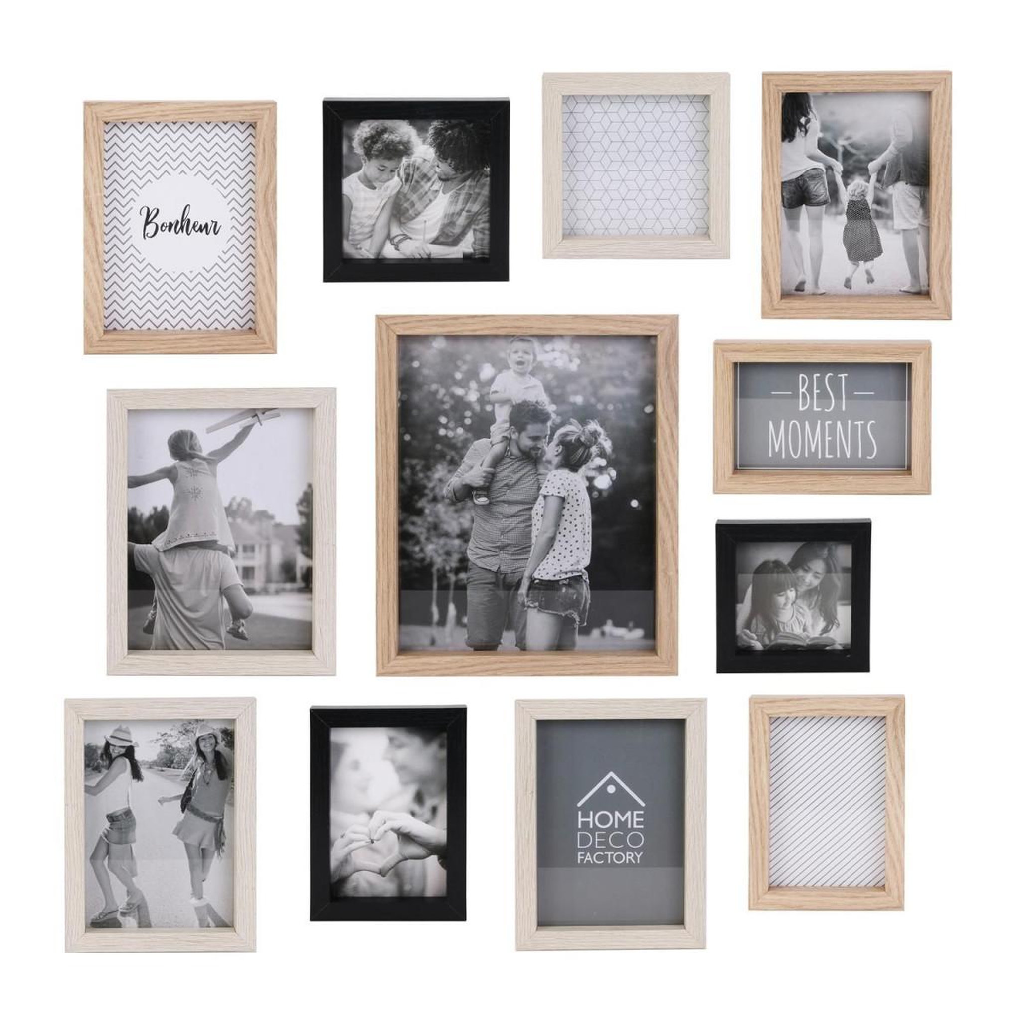 The Home Deco Factory Lot de 12 Cadres Photo  Vues  27cm Naturel & Noir