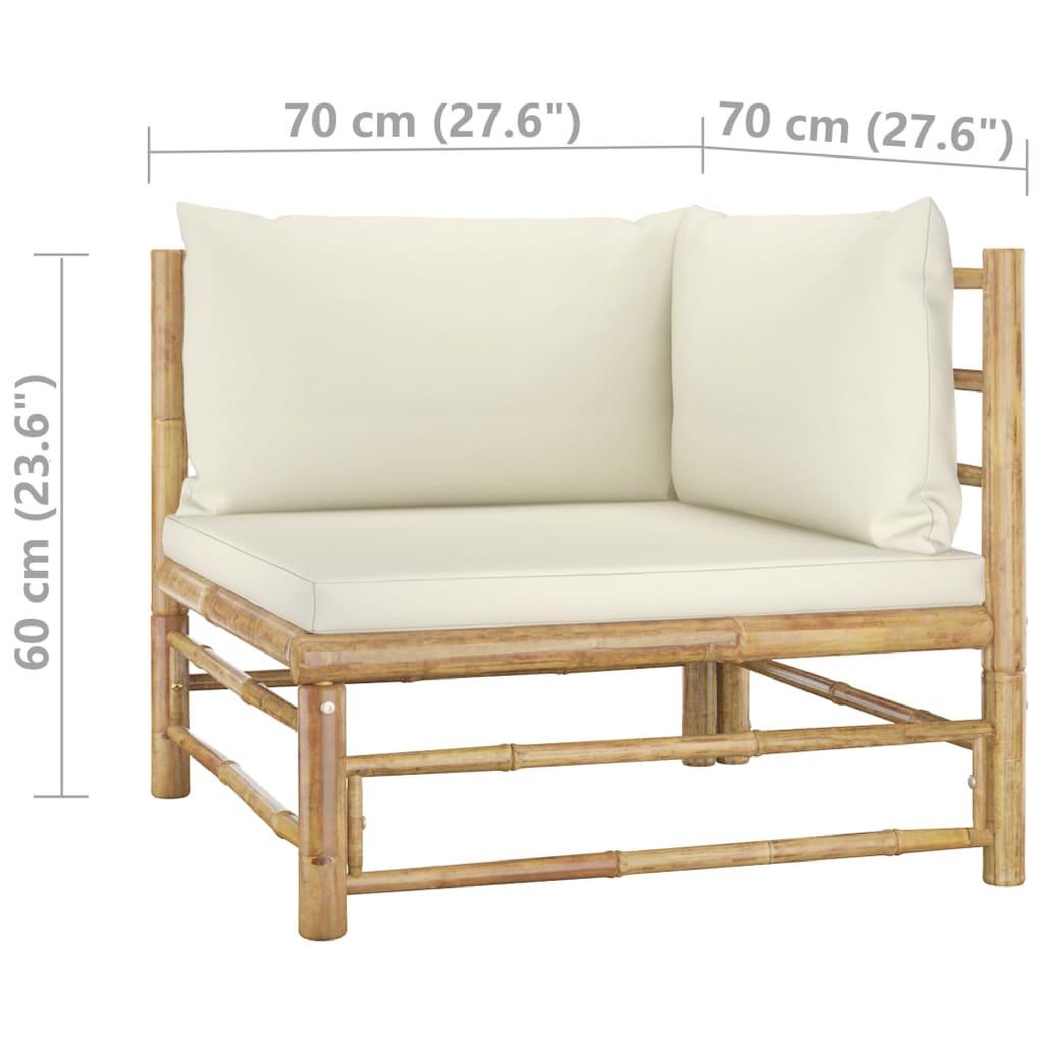 Voir la diapositive 6 : VIDAXL Salon de jardin 2 pcs avec coussins blanc creme Bambou