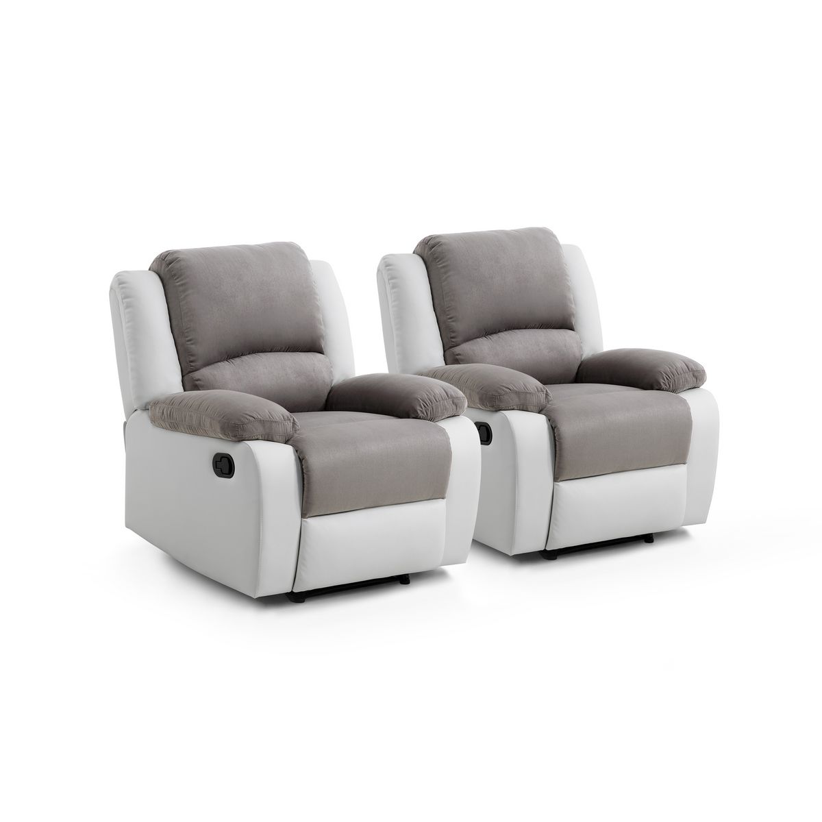 Ensemble de 2 fauteuils relax tissu simili HELENE
