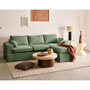 Voir la diapositive 1 : LISA DESIGN Calgary - canapé d'angle déhoussable et modulable 3 places + 1 pouf en velours texturé