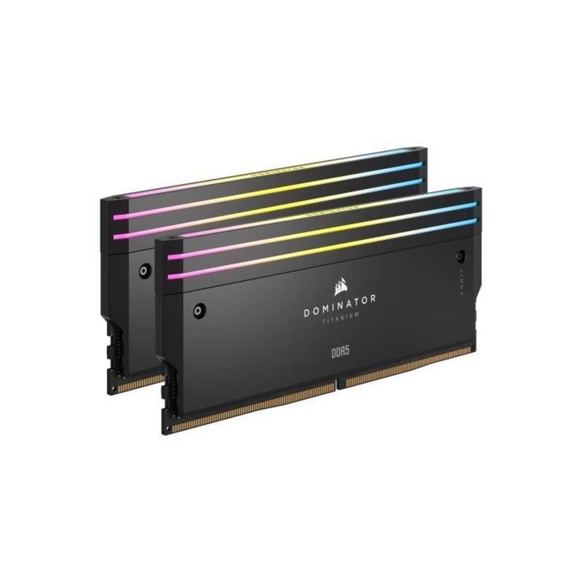Corsair Mémoire RAM - CORSAIR - Dominator Titanium RGB DDR5 - 64GB 2x32GB DIMM - 6600MT/s - Intel XMP 3.0 - 1.40V - Noir (CMP64GX5M2X66