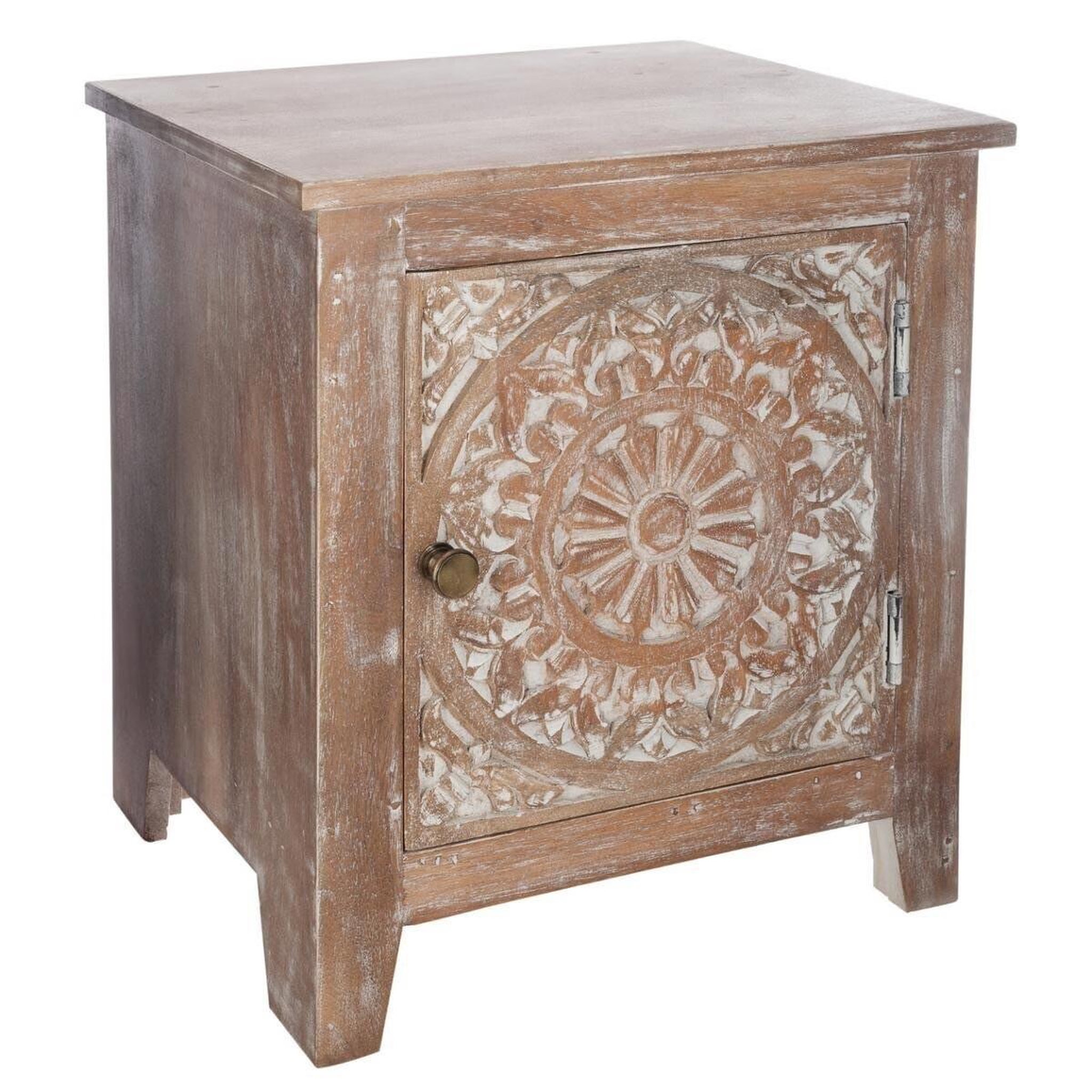 ATMOSPHERA Table de chevet 1 porte en bois  shirel  45cm marron