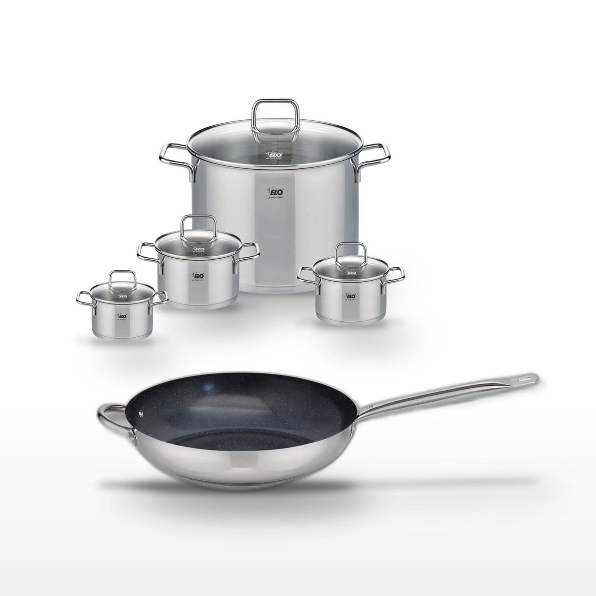 ELO Lot Poêle 32cm & 4 Faitouts Elo Profi Therm Platinum