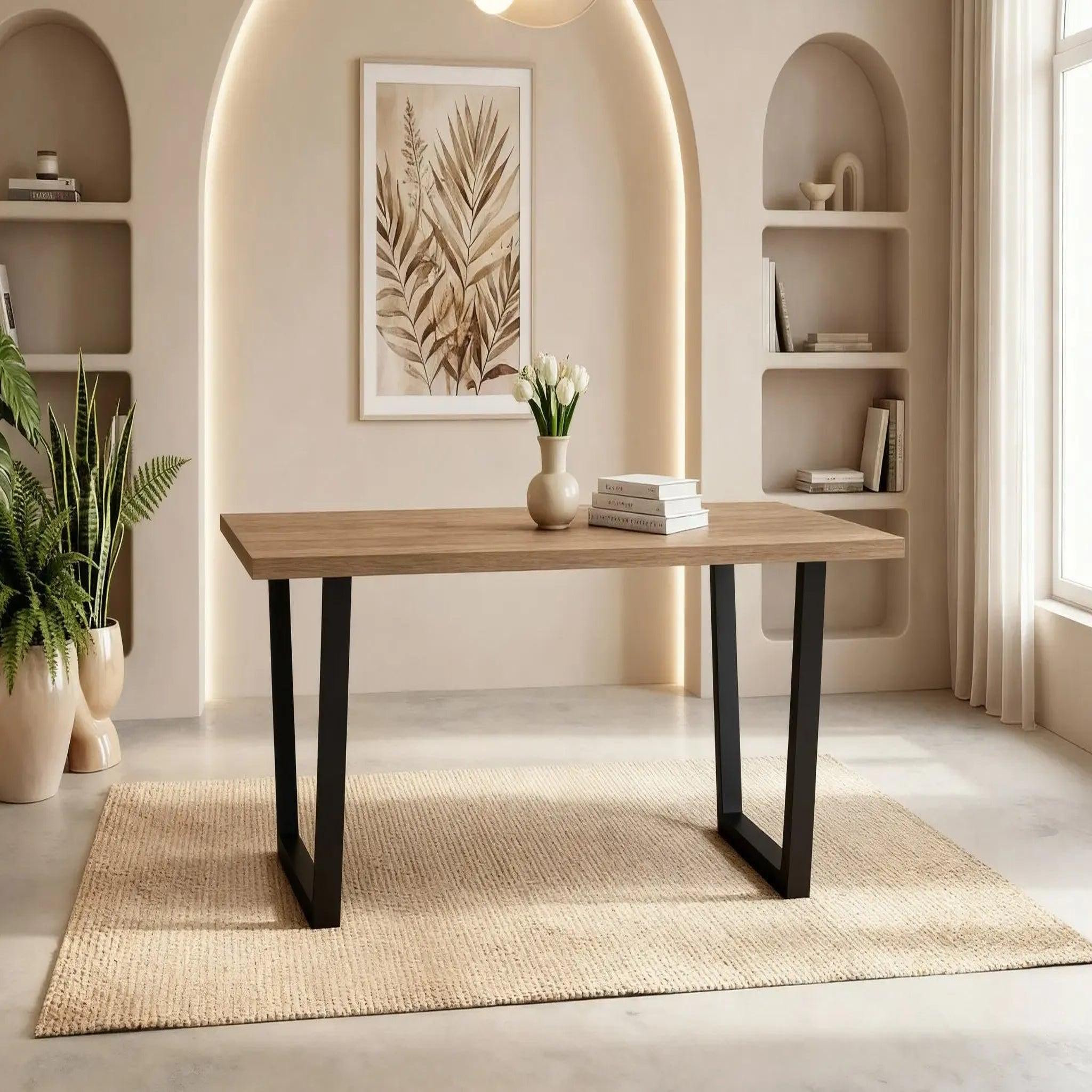 Voir la diapositive 6 : CASANOVA PARIS Neva - table à manger rectangulaire 180cmpieds en métal noir - chêne clair