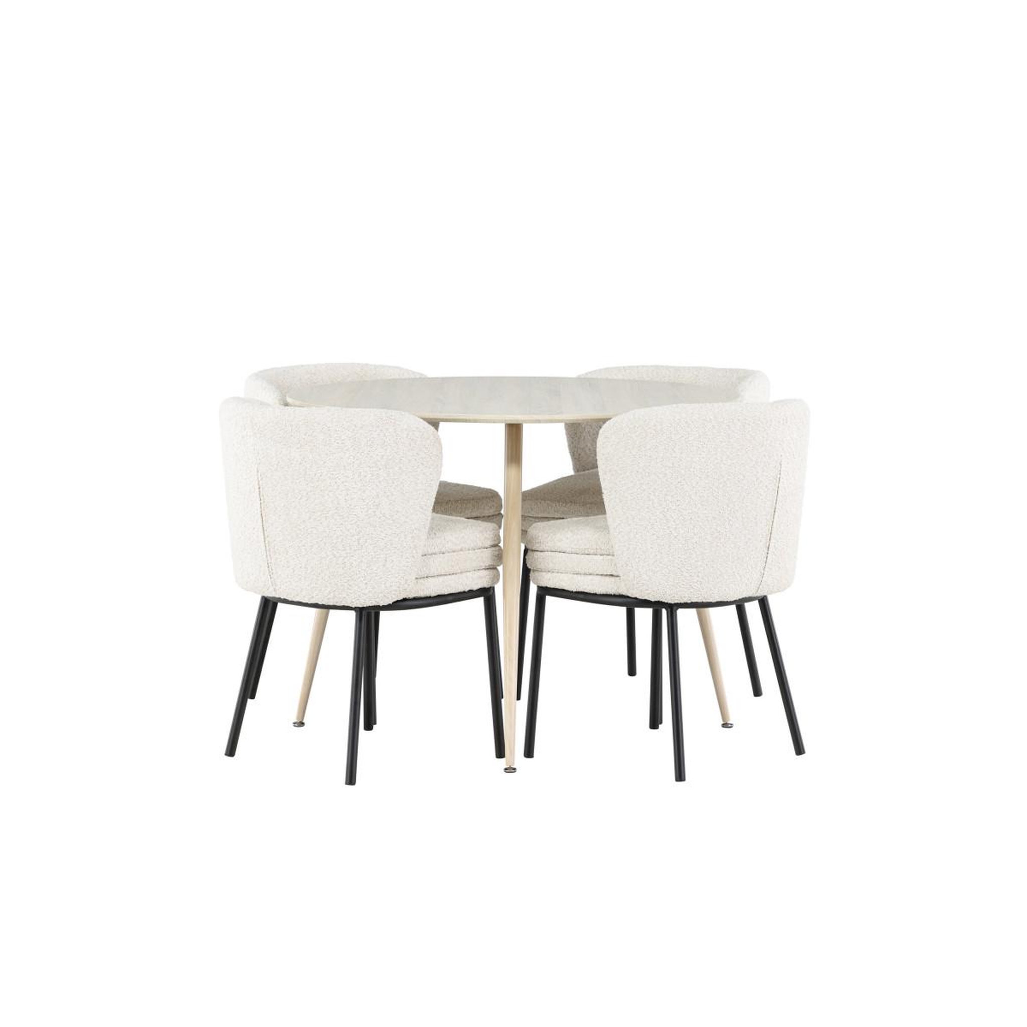 Voir la diapositive 2 : Paris Prix Ensemble table à manger & 4 chaises  plaza & agnes  100cm naturel & blanc