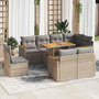 Voir la diapositive 1 : VIDAXL Salon de jardin avec coussins 9 pcs beige resine tressee acacia