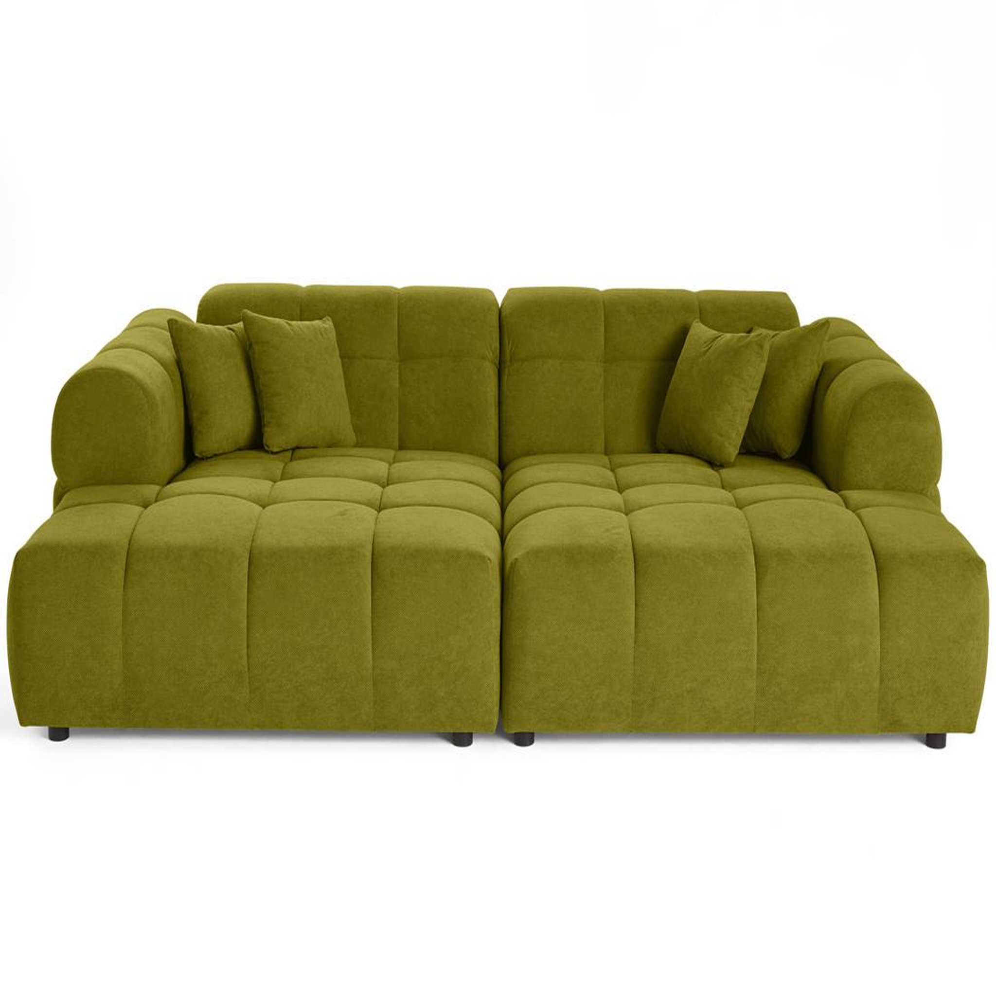 Voir la diapositive 1 : BEST MOBILIER Ray - canapé droit 4 places avec double méridienne - assise profonde - en tissu texturé