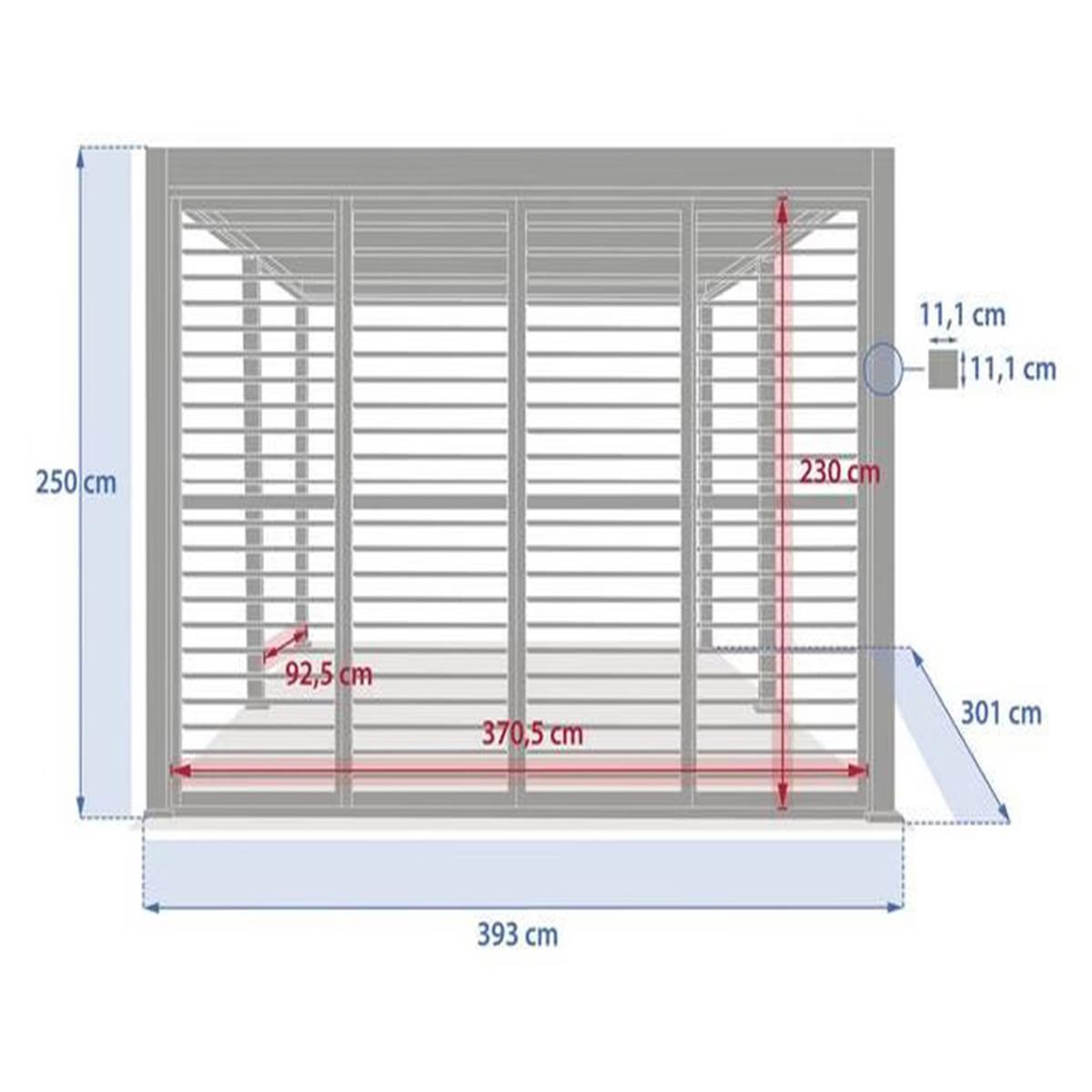 Voir la diapositive 3 : HESPERIDE Persiennes coulissantes pour pergola evora côté 4 m graphite - hespéride