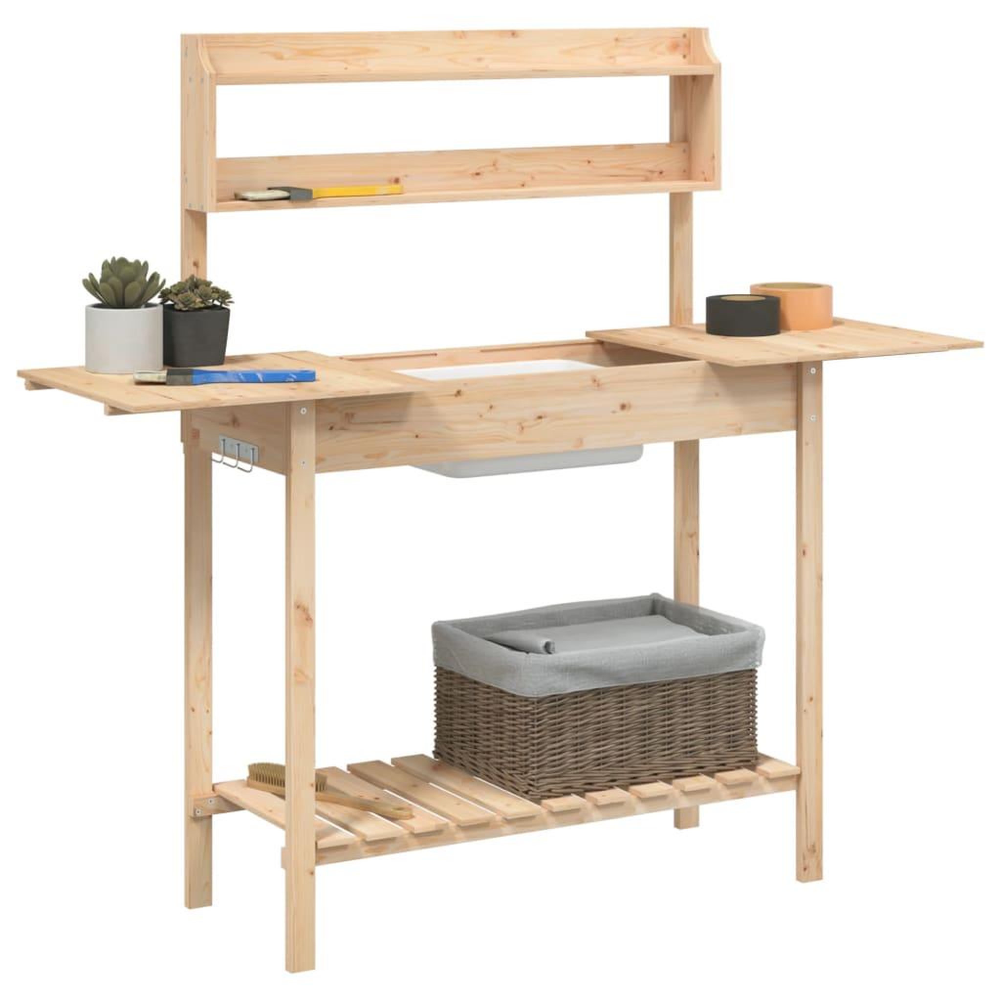 Voir la diapositive 5 : VIDAXL Table de rempotage et evier 147,5x44x139,5 cm bois massif sapin