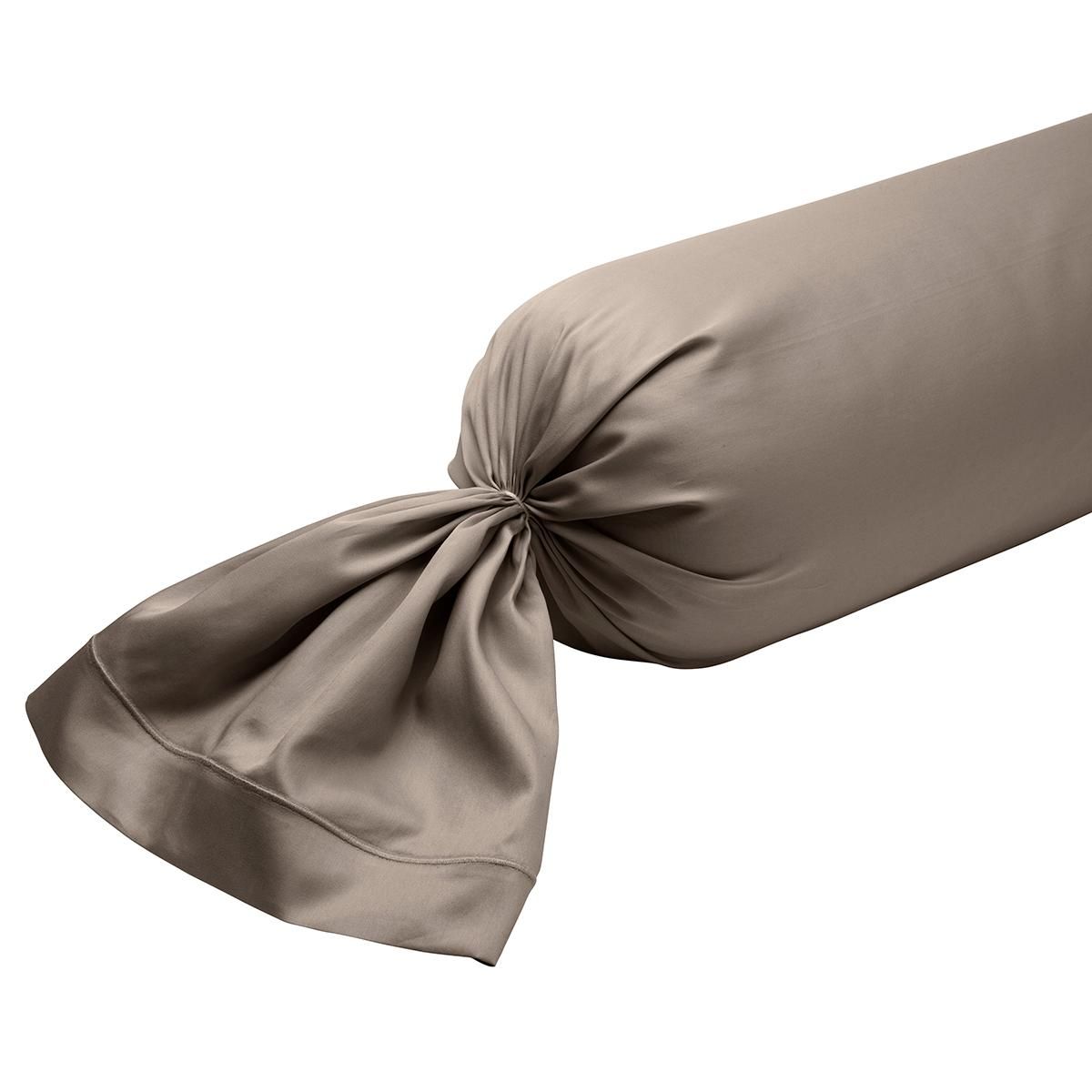 DODO Taie de traversin Partition Satin de coton Coloris Taupe