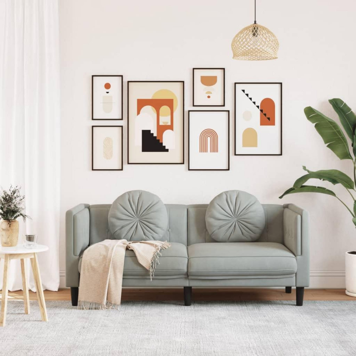 VIDAXL Canape avec coussins 2 places gris clair velours