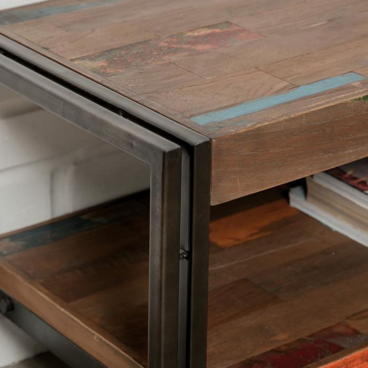 Paris Prix Meuble TV en Teck Industriel  Loft  200cm Marron