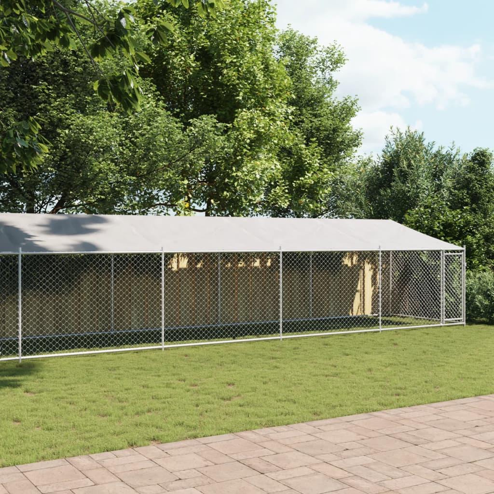 Voir la diapositive 3 : VIDAXL Cage pour chien avec toit et porte gris 12x2x2m acier galvanise
