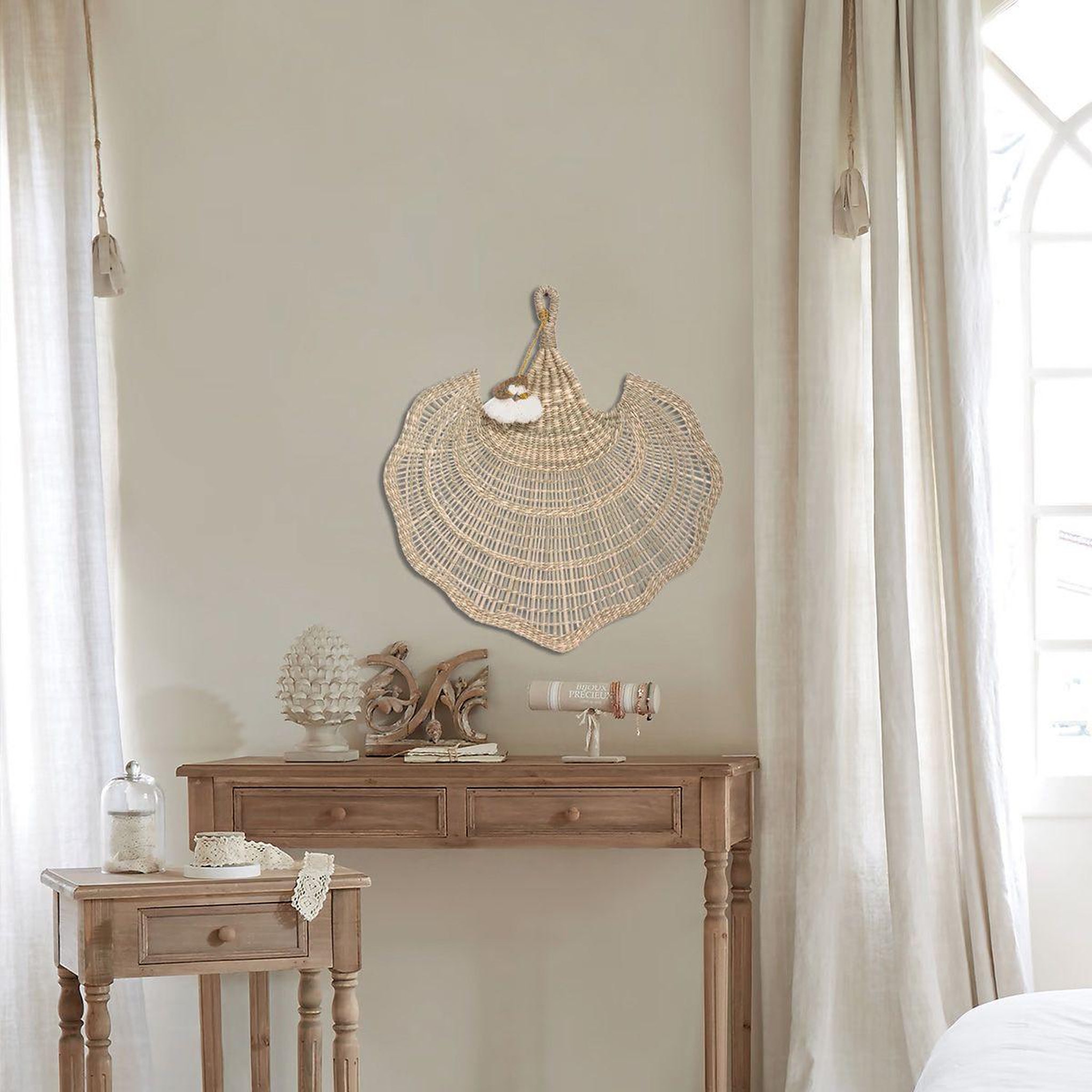 Voir la diapositive 3 : ATMOSPHERA Décoration murale éventail  wonderfly  58cm beige