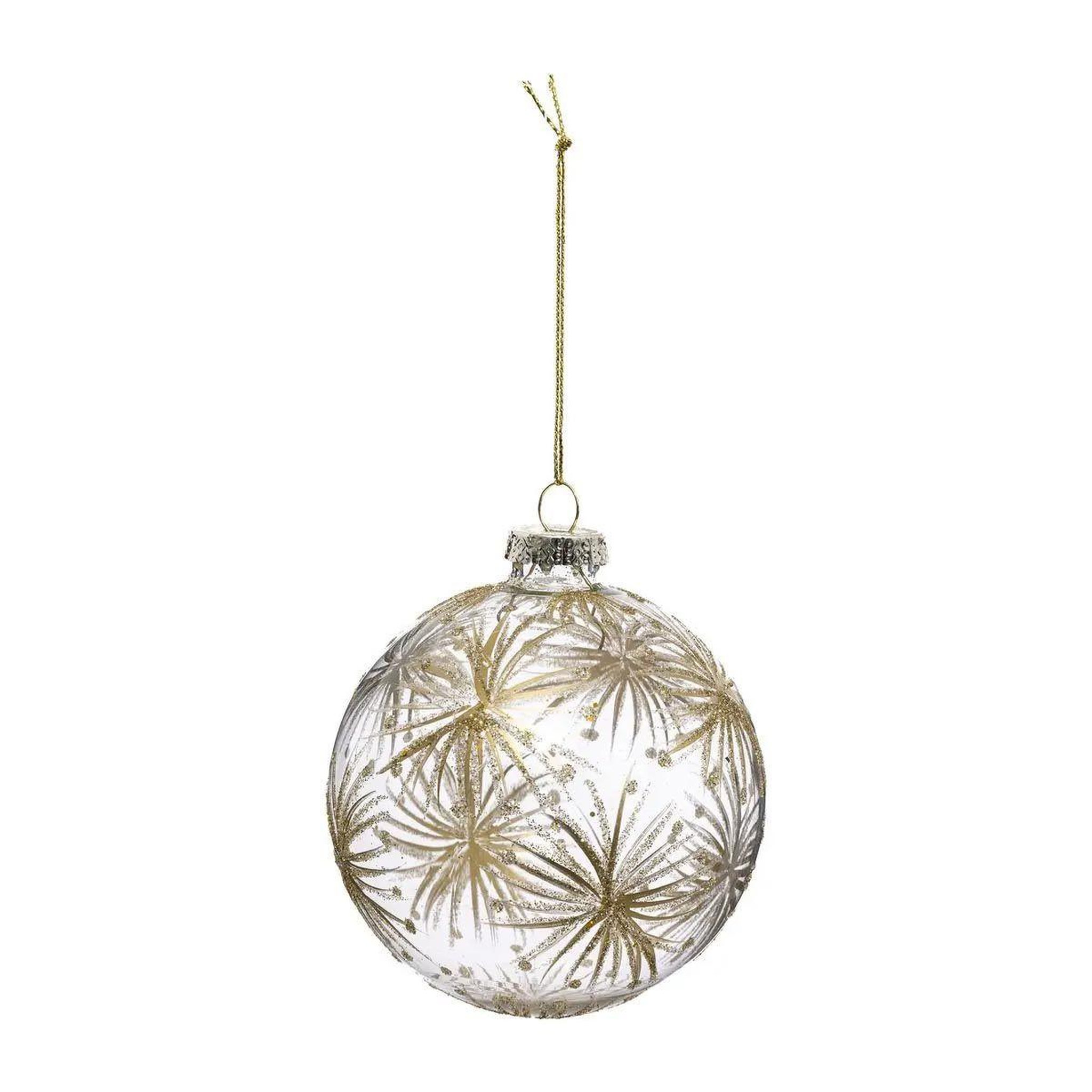 ATMOSPHERA Boule de noël fleurs  manoir d'hiver  9cm or
